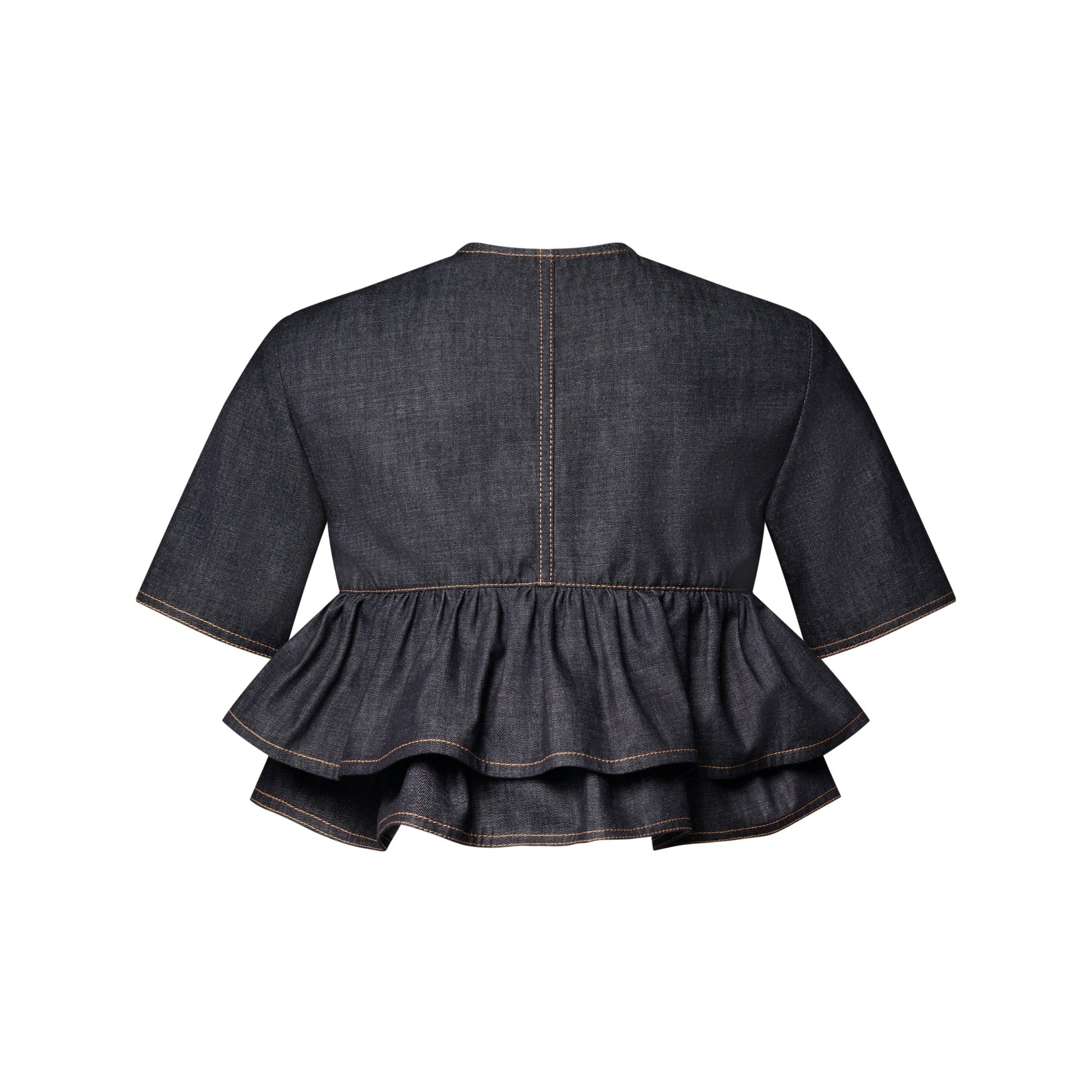 Ruffle Hem Denim Top