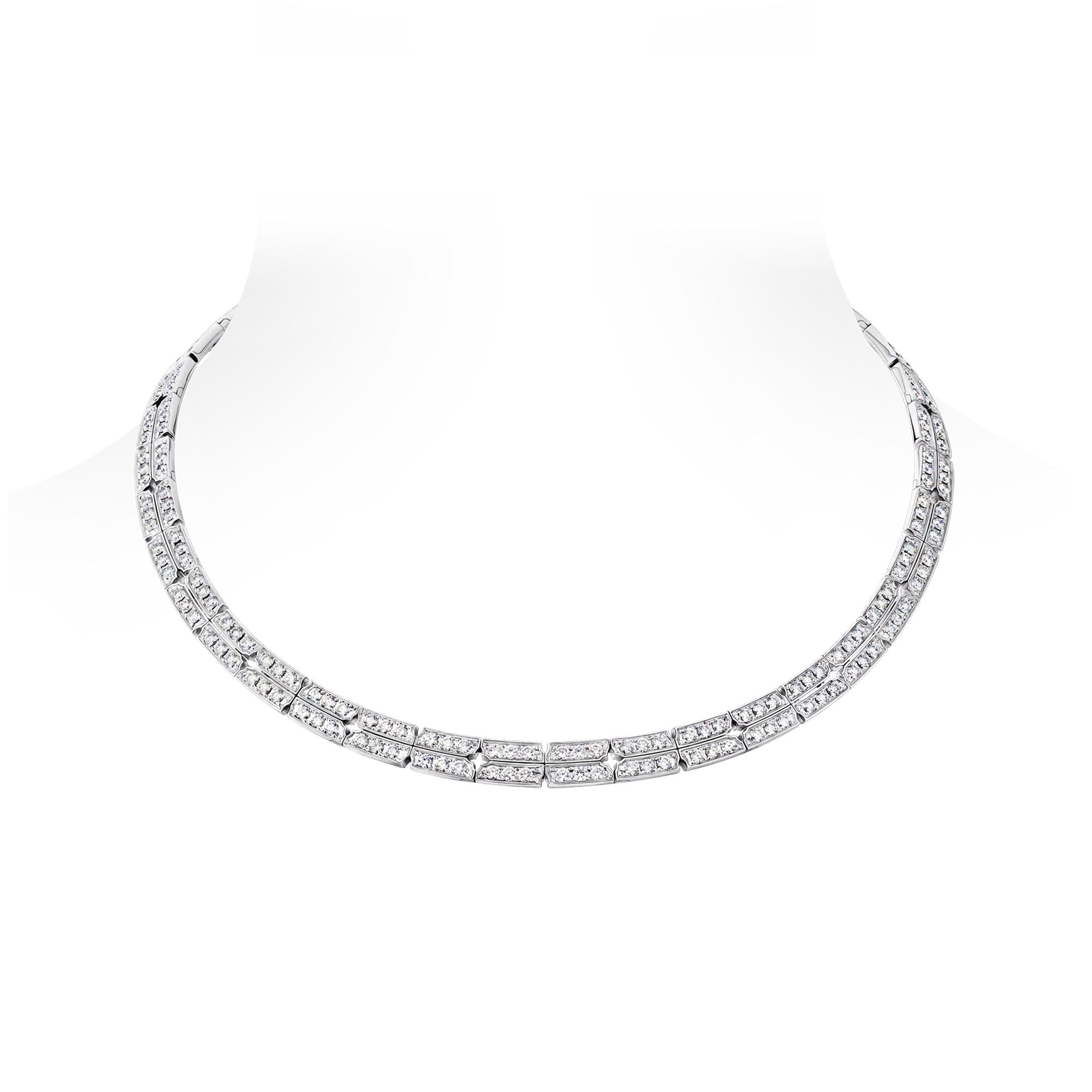 Tumbler Necklace, White Gold and Diamonds