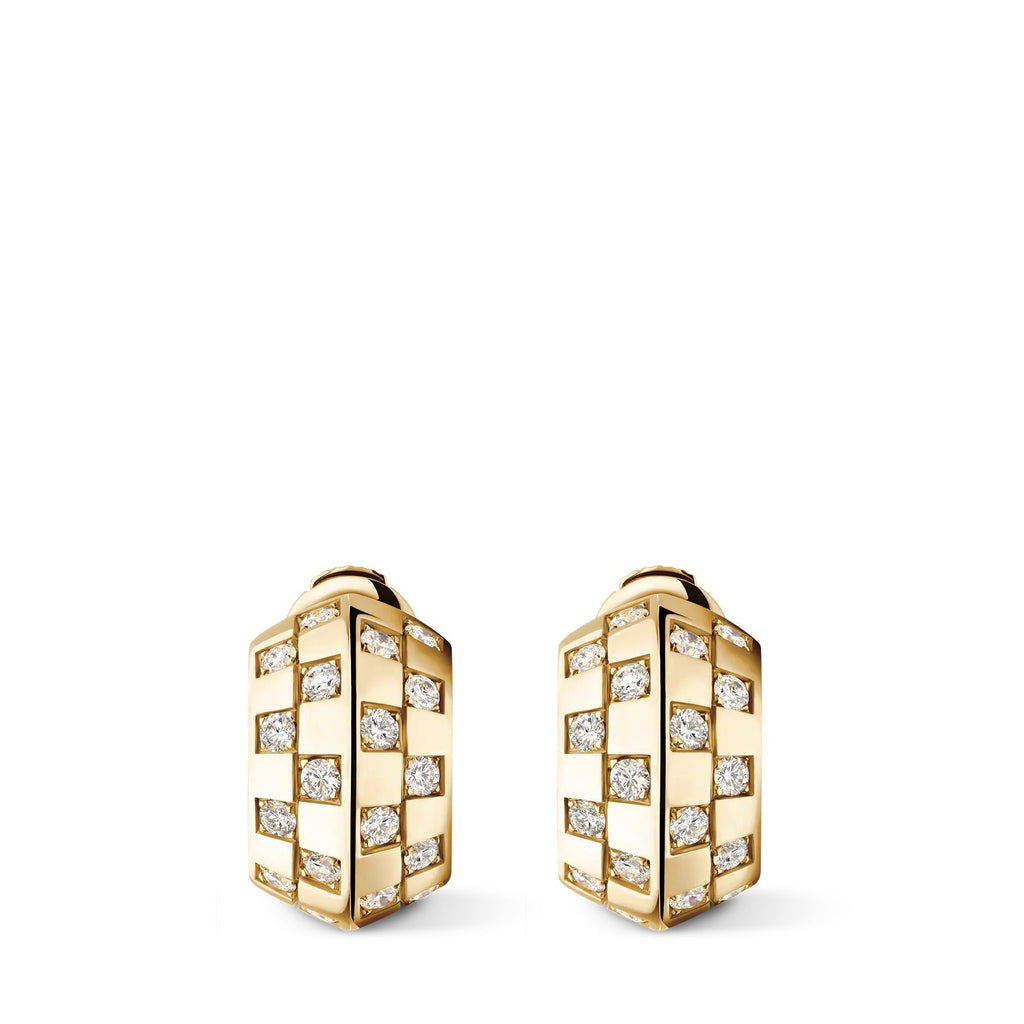 Le Damier de Louis Vuitton Double Hoops, Yellow Gold and Diamonds