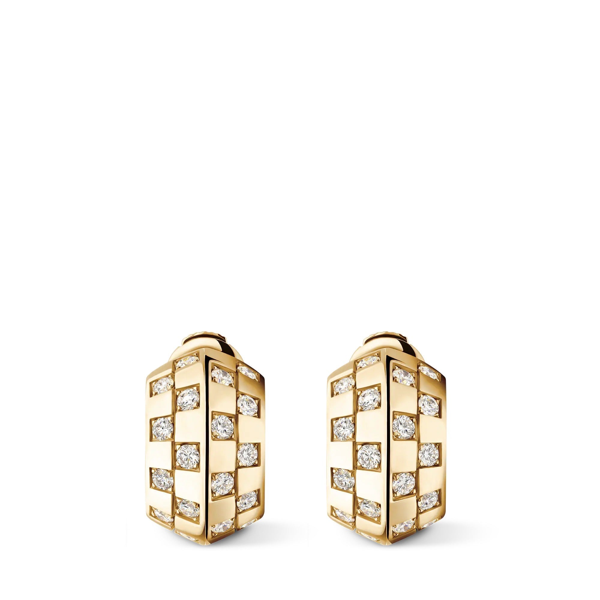 Le Damier de Louis Vuitton Double Hoops, Yellow Gold and Diamonds
