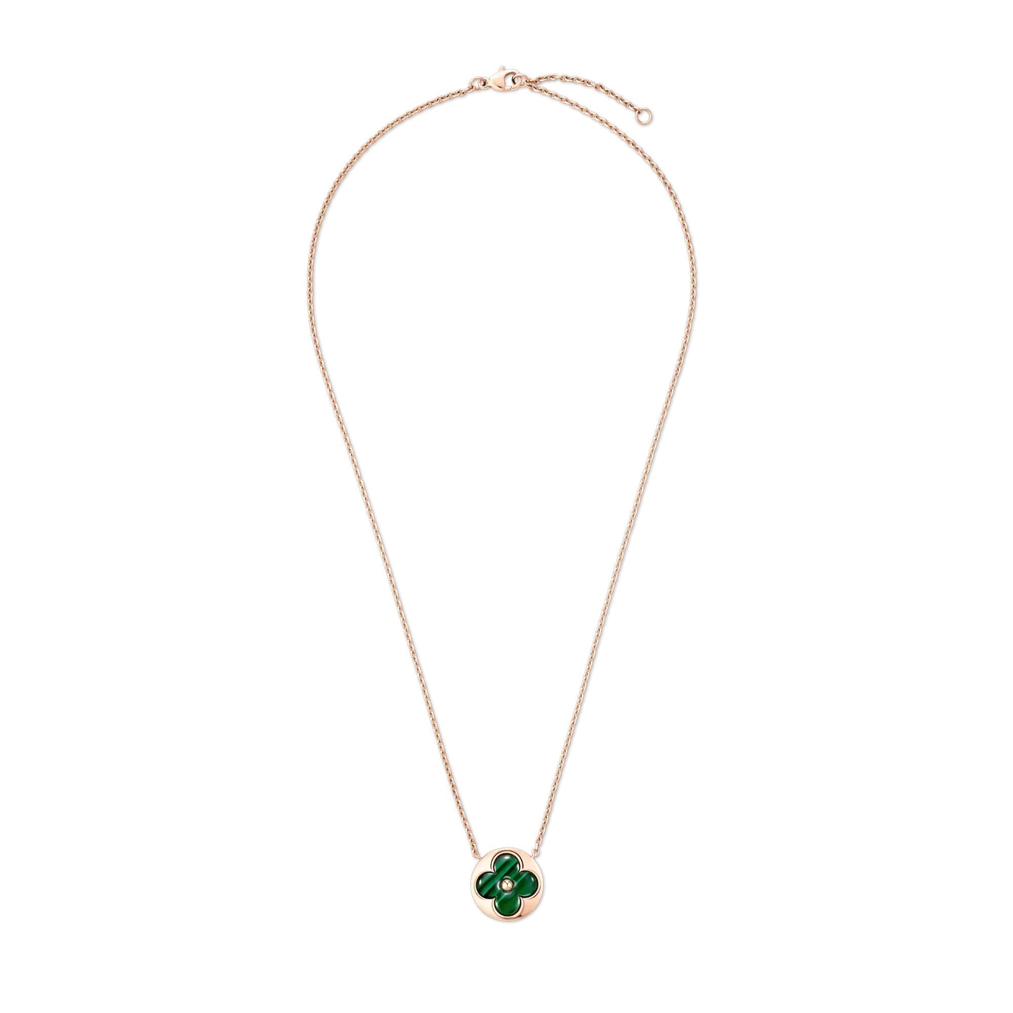 Color Blossom M Sun Pendant, Pink Gold and Malachite