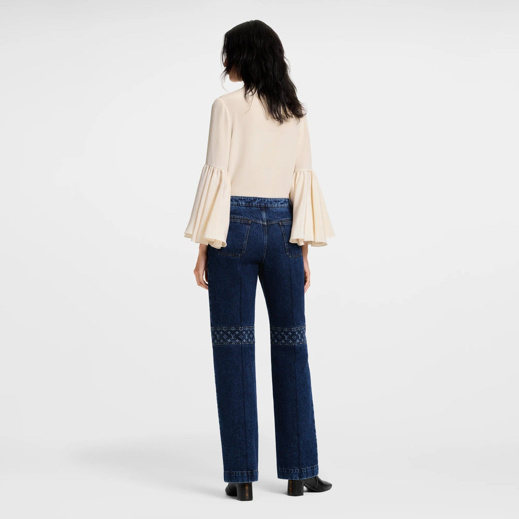 Monogram Accent Raw Denim Jeans