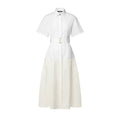 Color-Blocked Belted Shirt Dress