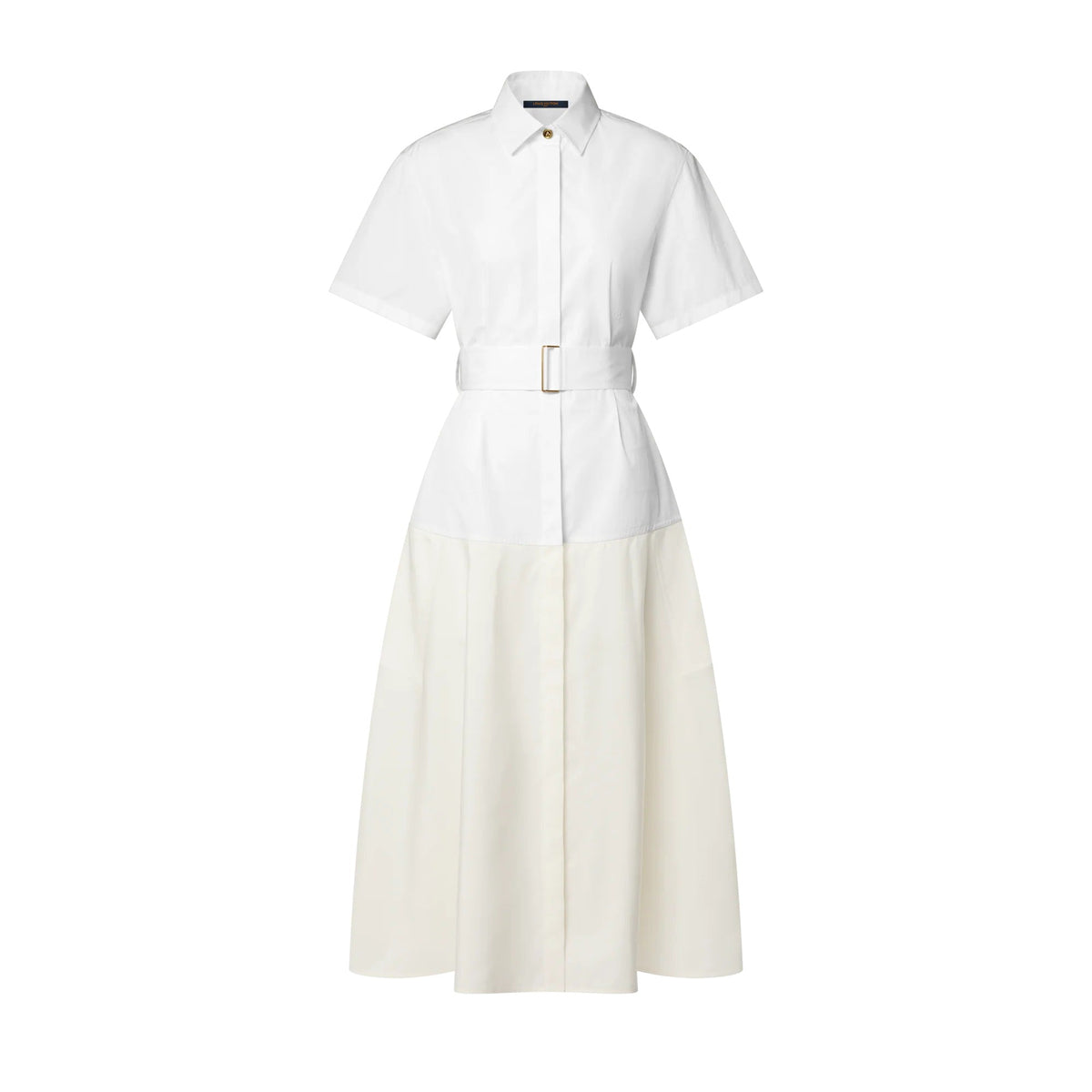 Color-Blocked Belted Shirt Dress