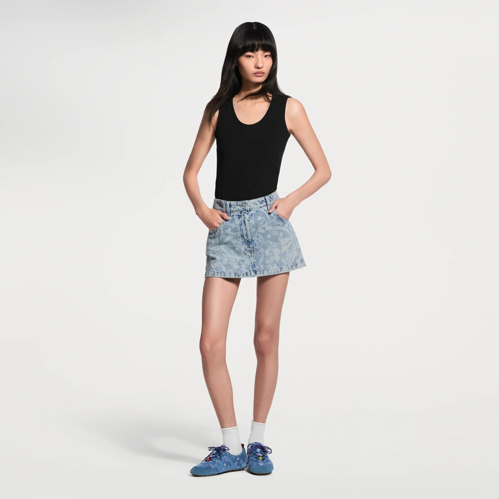 LV Bloom Denim Mini Skirt