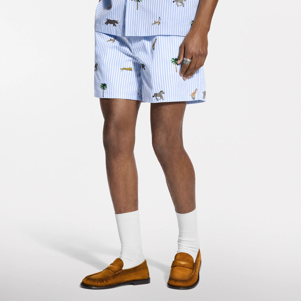 LV x The Darjeeling Limited Embroidered Striped Shorts