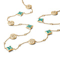 Color Blossom BB Star and Sun Multi-Motif Long Necklace, Yellow Gold, Amazonite and Diamonds