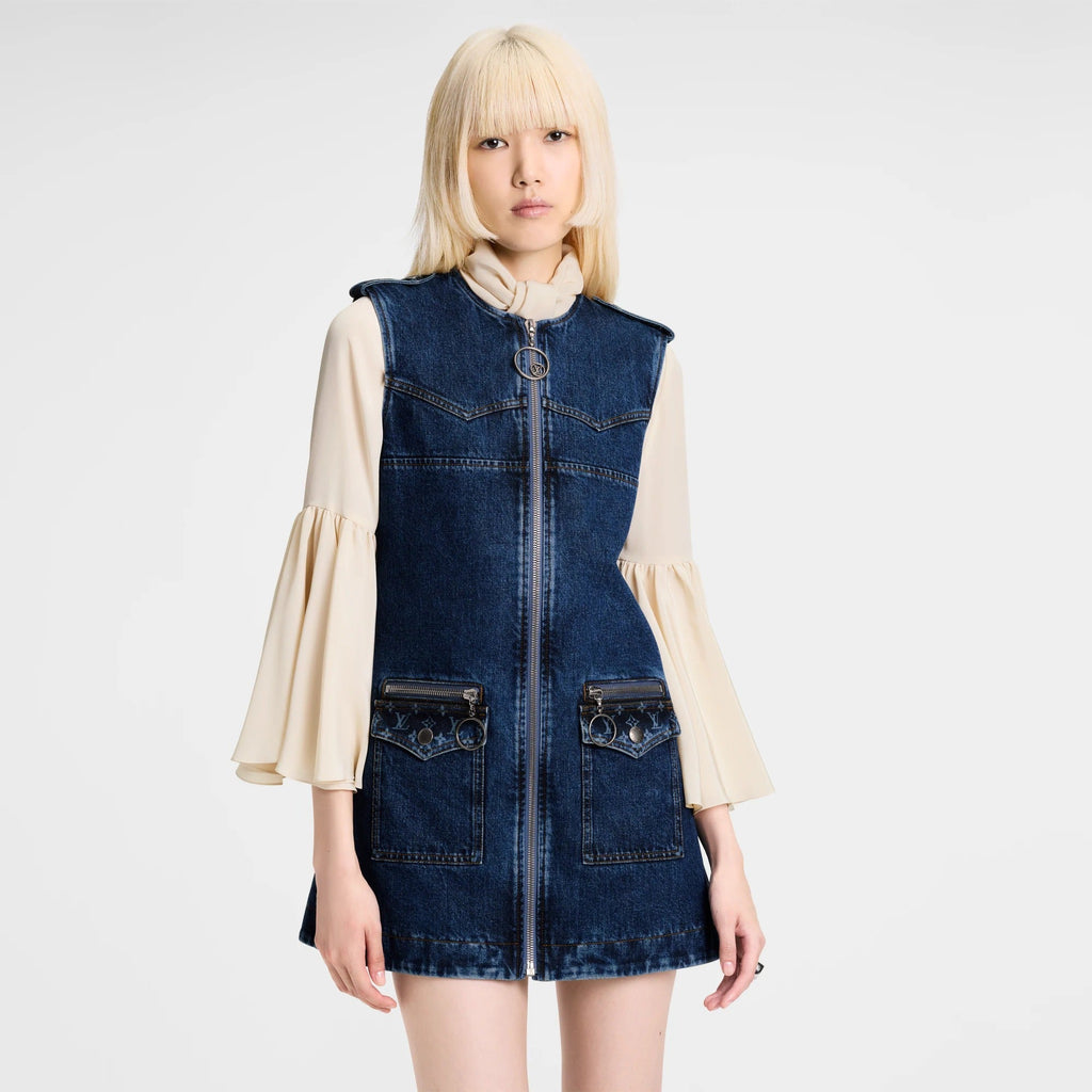 Raw Denim Zip-Up Dress