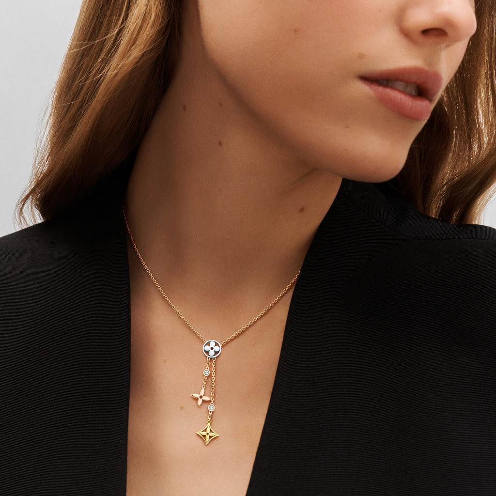 Idylle Blossom Y Pendant, 3 Gold and Diamonds