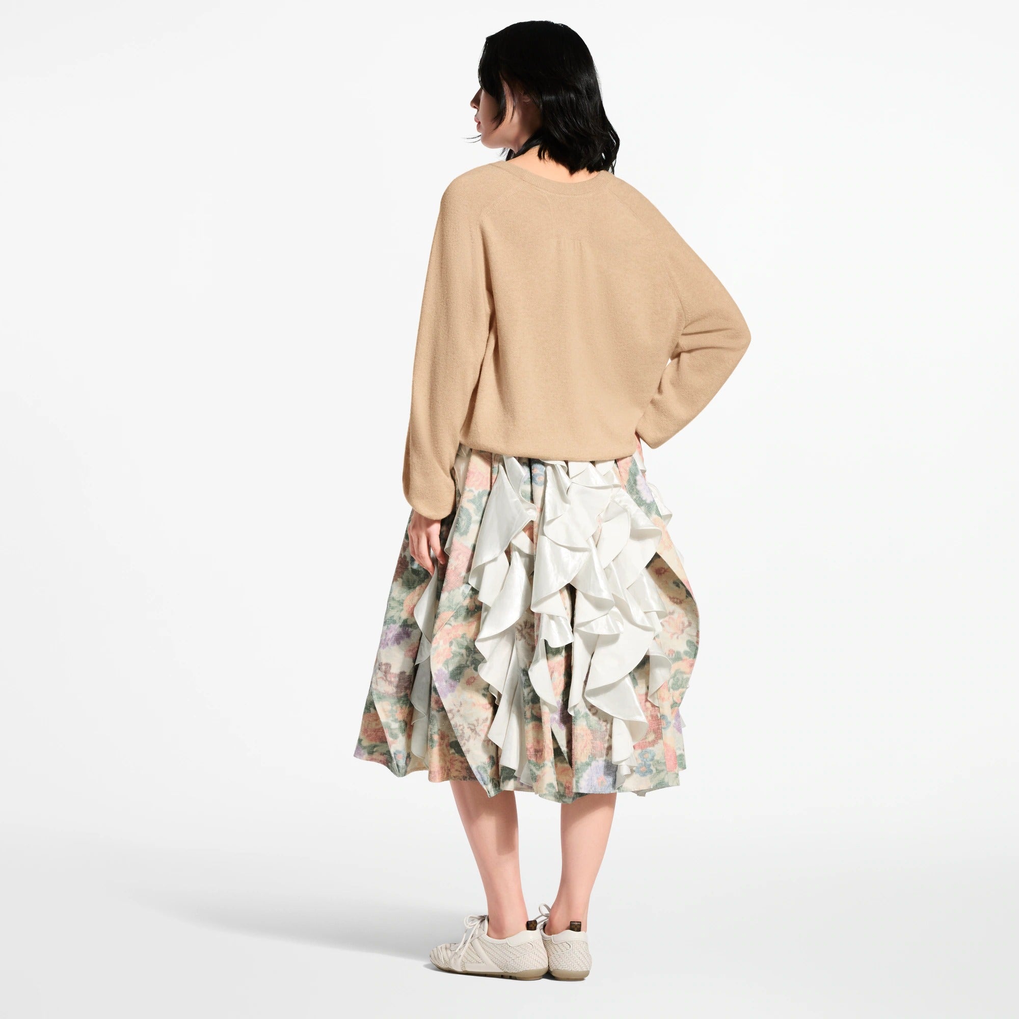 Ruffle Insert Floral Canvas Skirt
