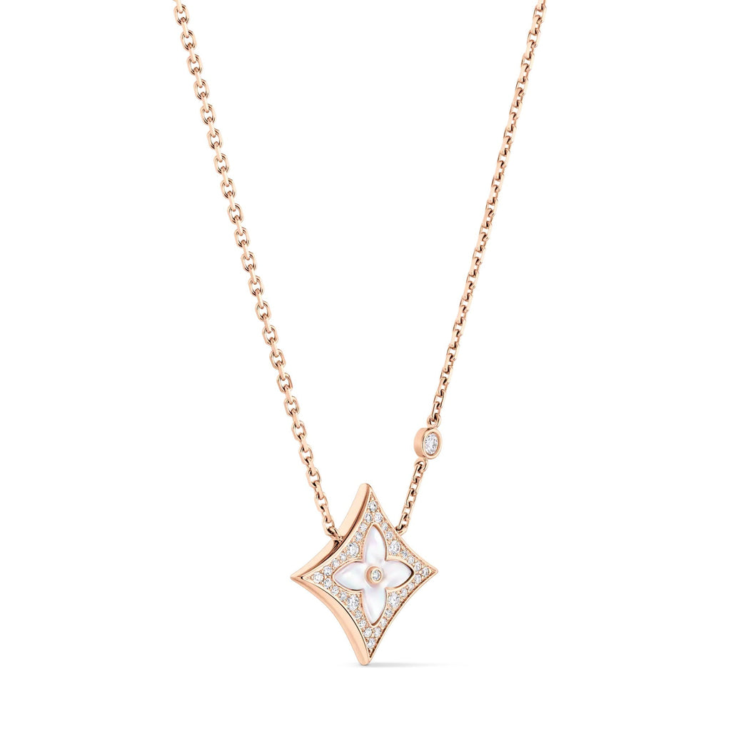 Color Blossom M Star Pendant, Pink Gold, White Mother-of-Pearl and Diamonds