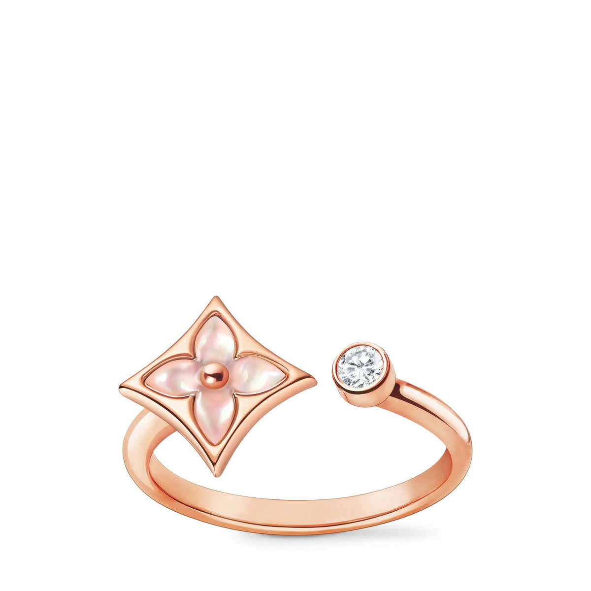 Color Blossom Mini Star Ring, Pink Gold, Pink Mother-of-Pearl and Diamond