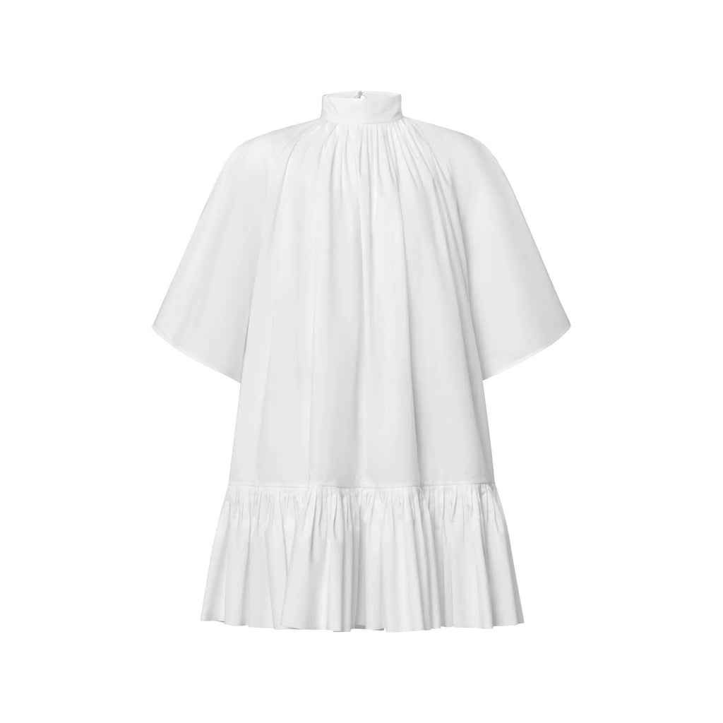 Pleat Detail Short-Sleeved Babydoll Dress