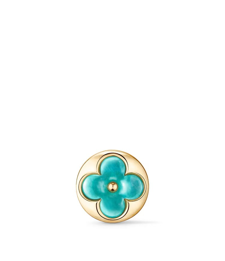 Color Blossom BB Sun Ear Stud, Yellow Gold and Amazonite - Per Unit