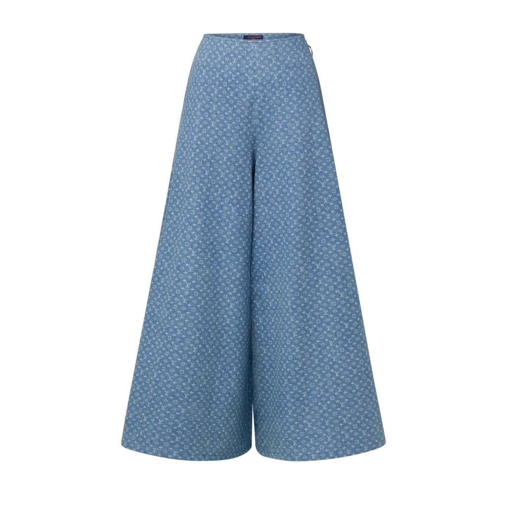 Wide-Leg Monogram Denim Pants