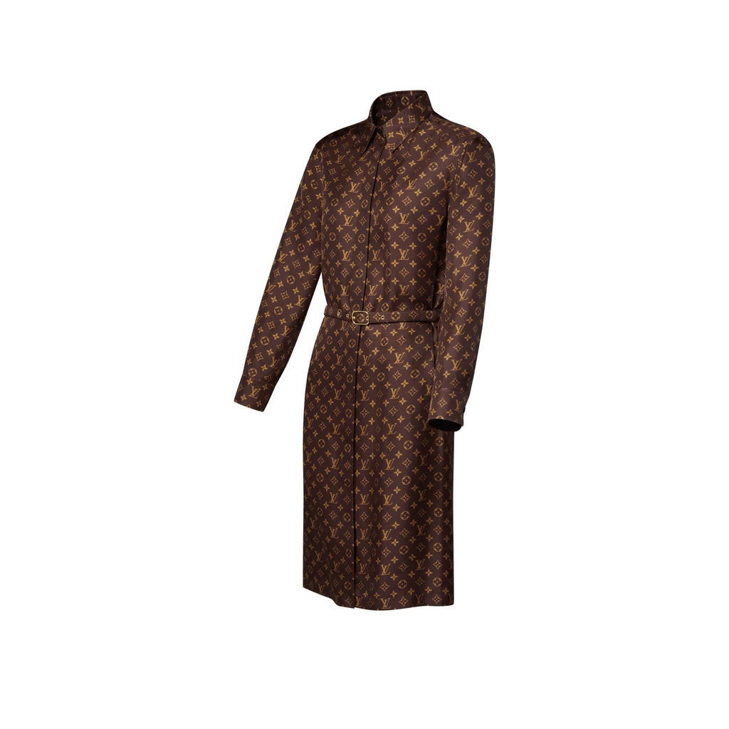 Monogram Silk Shirt Dress