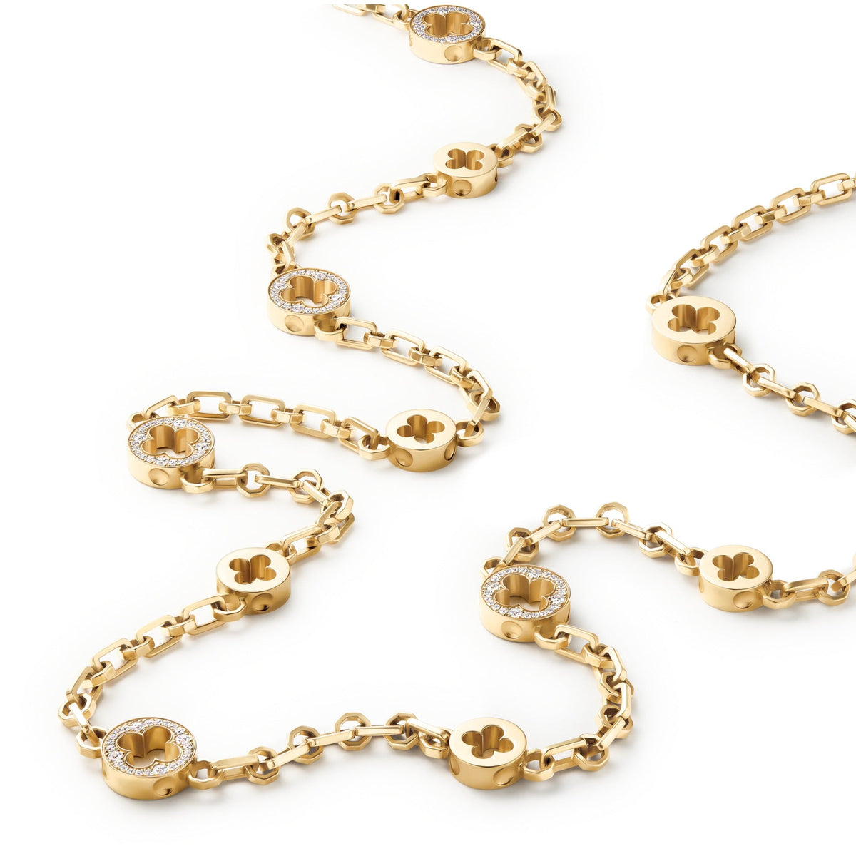 Empreinte Transformable Long Necklace, Yellow Gold and Diamonds