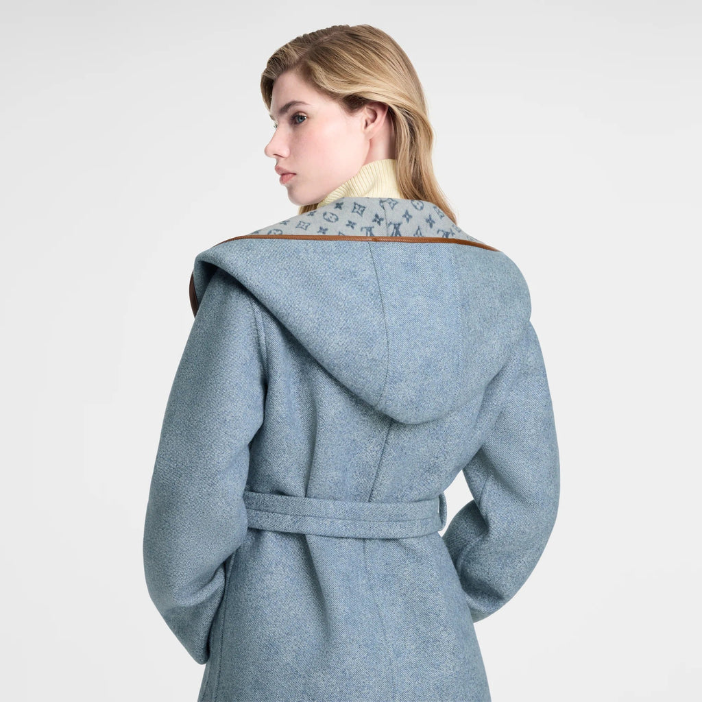 Reversible Signature Hooded Wrap Coat