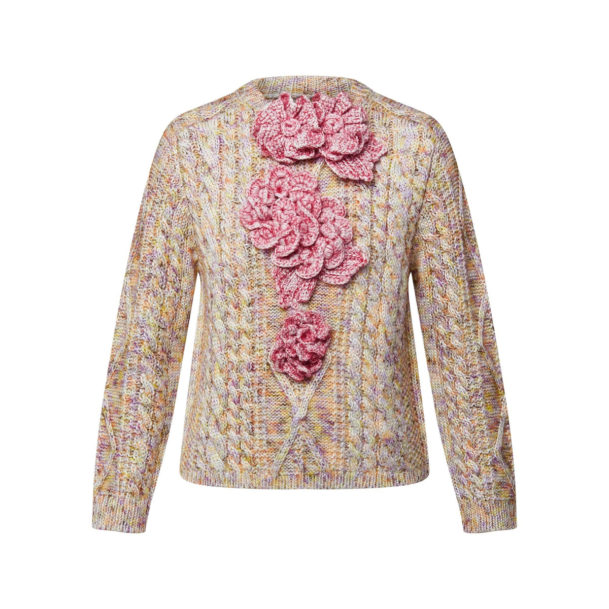Knitted Flower Front Pullover