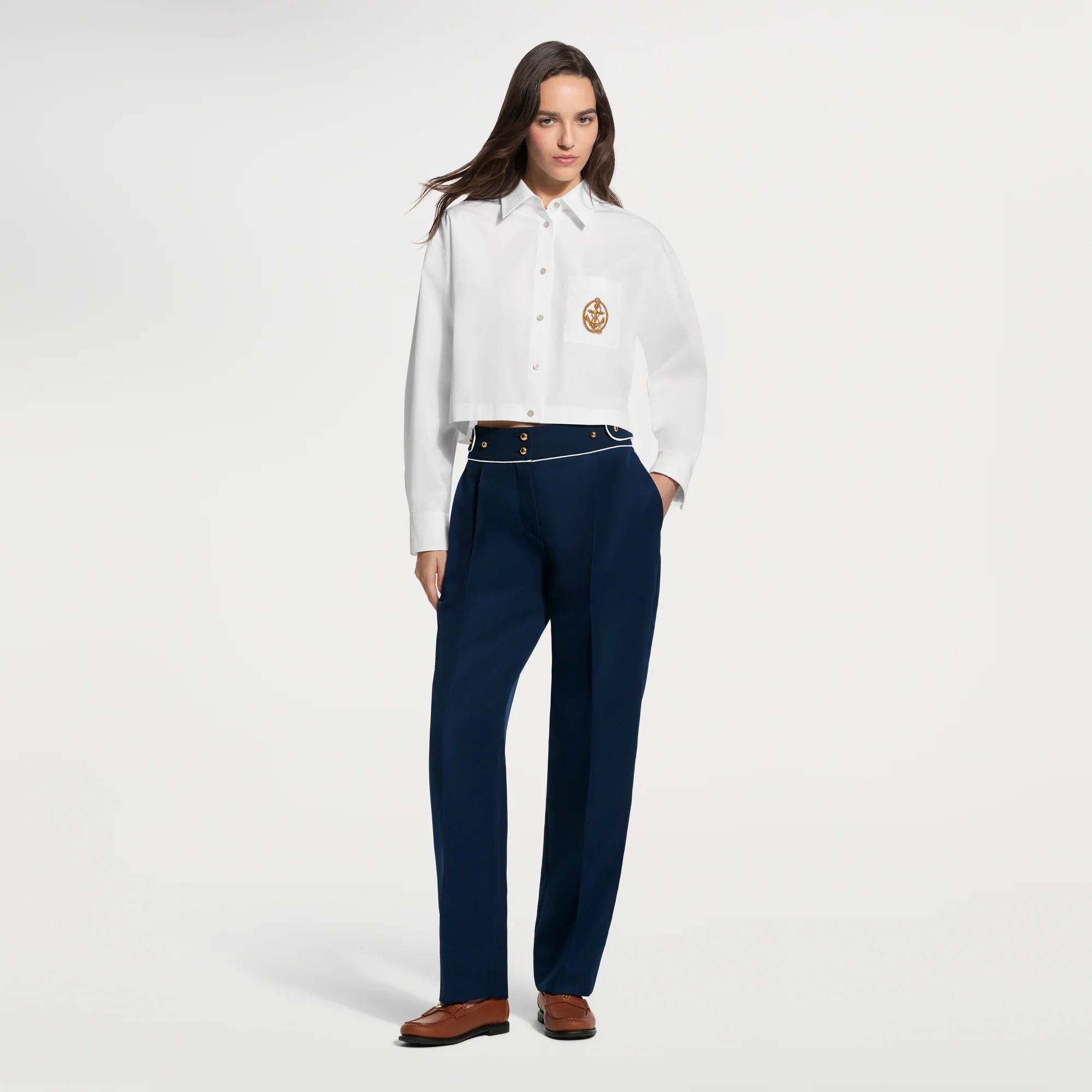 Anchor Patch Cropped Shirt
