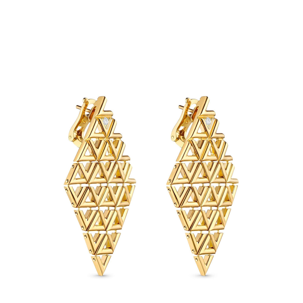 LV Volt Mesh Earrings, Yellow Gold And Diamonds