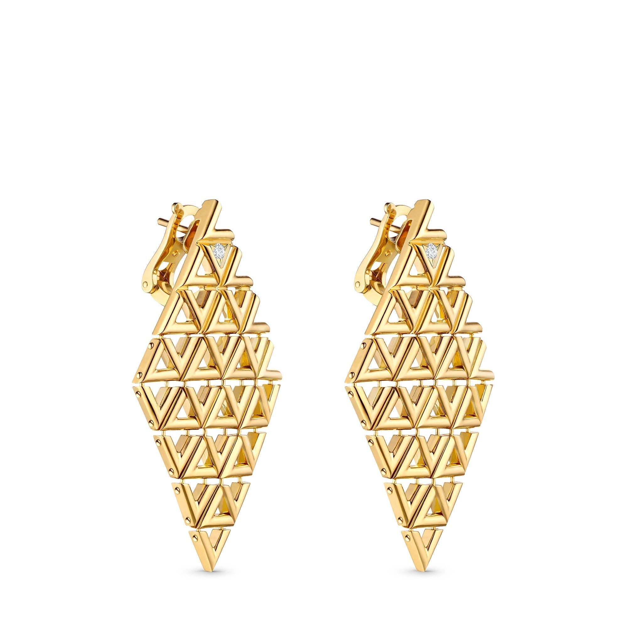 LV Volt Mesh Earrings, Yellow Gold And Diamonds