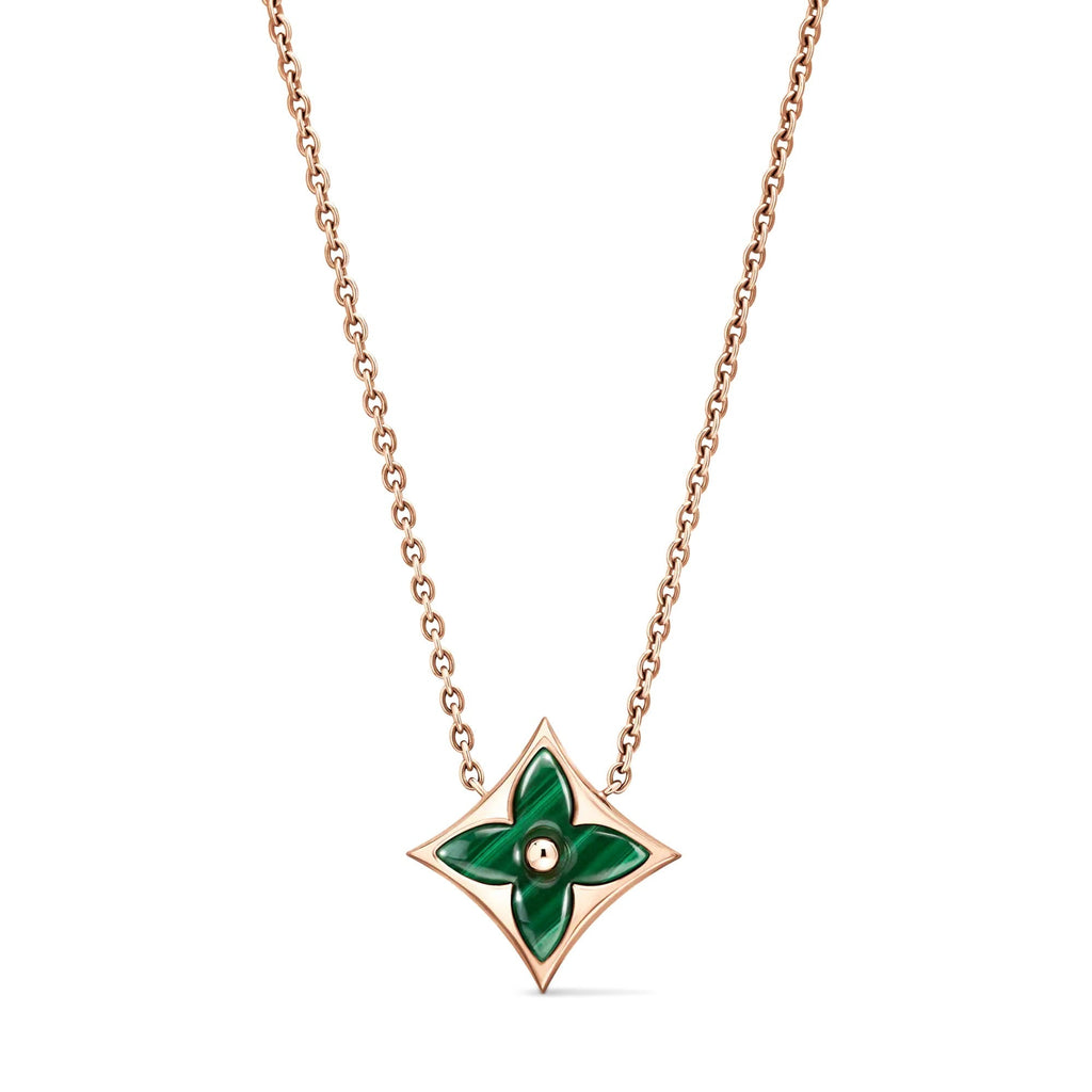 Color Blossom M Star Pendant, Pink Gold and Malachite