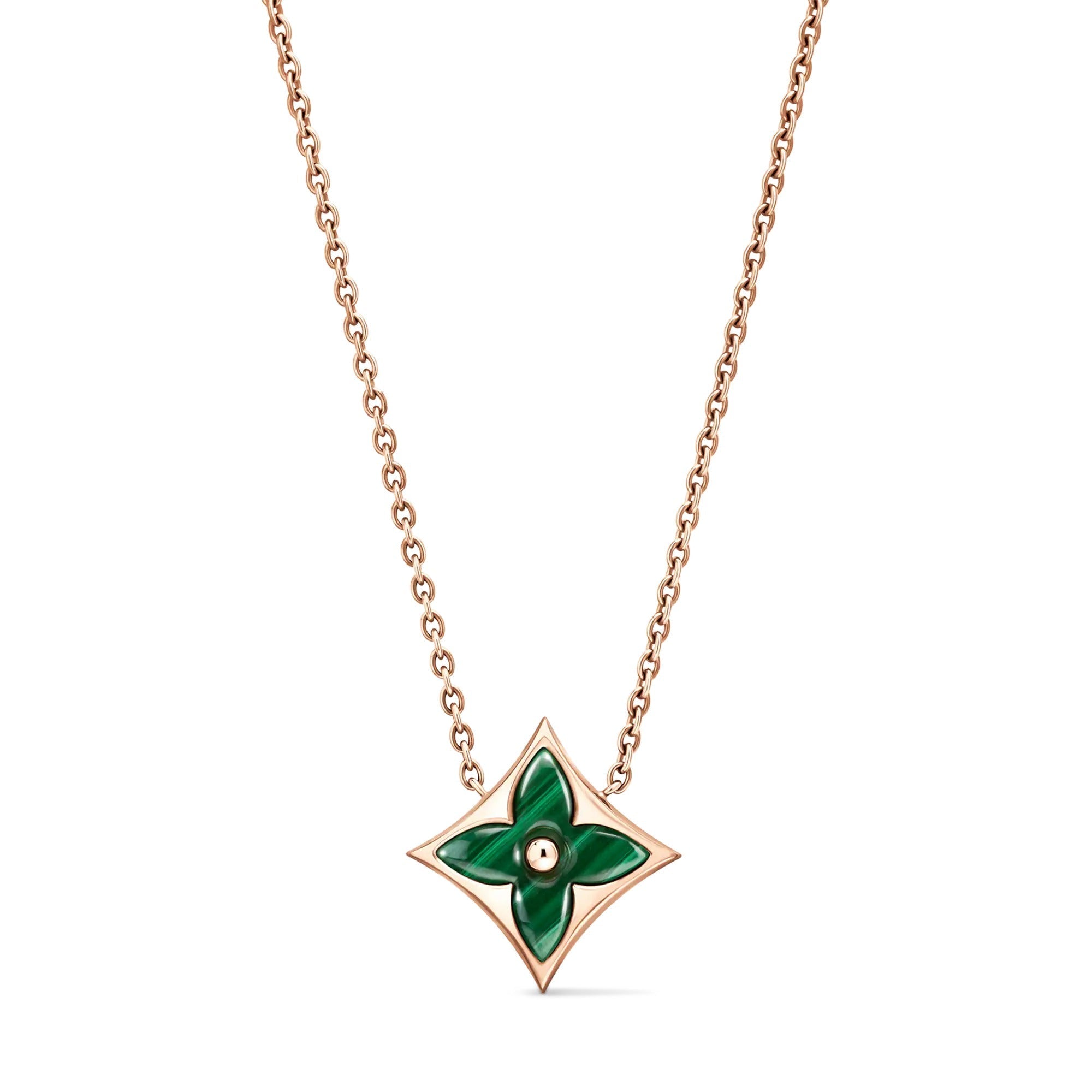 Color Blossom M Star Pendant, Pink Gold and Malachite