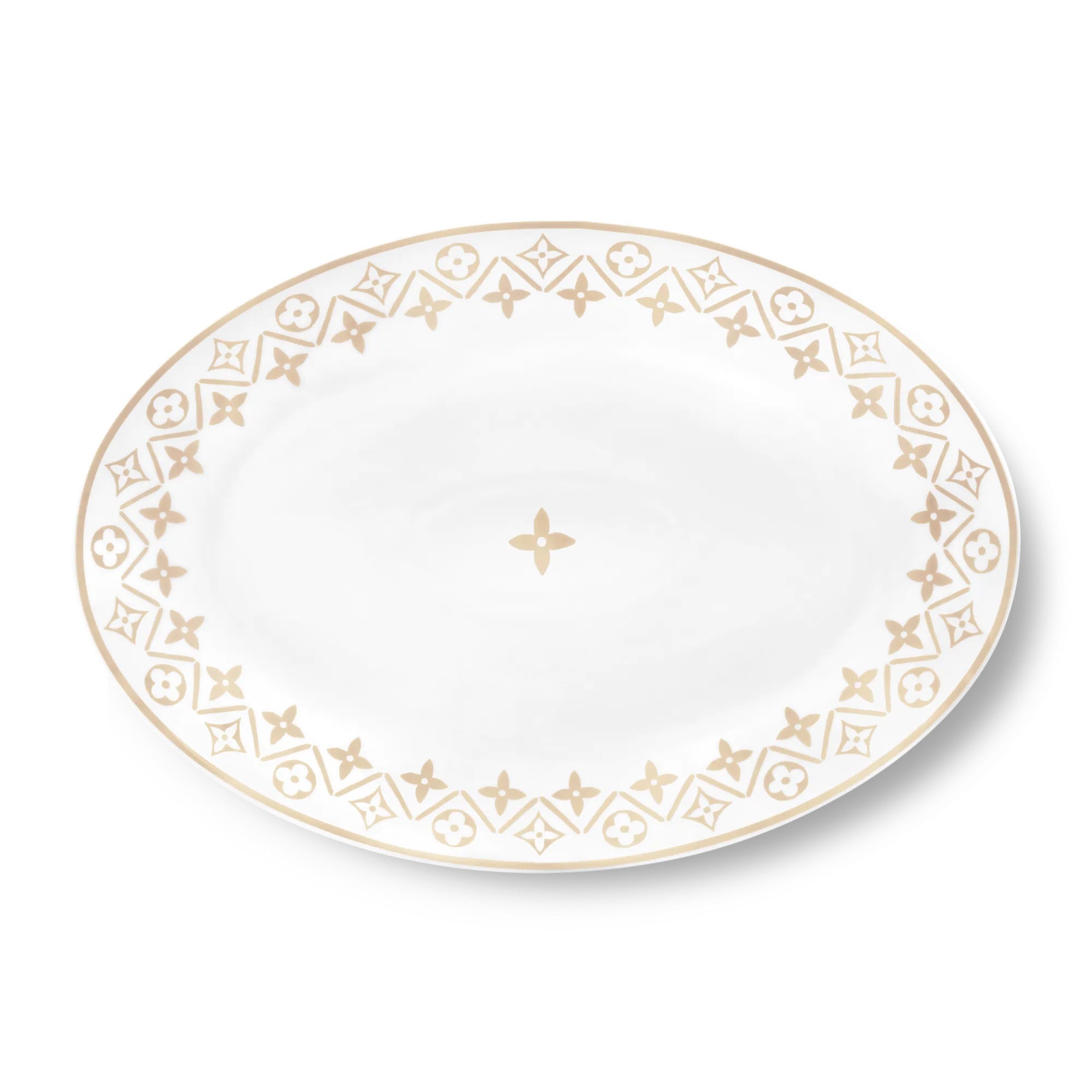 Oval Plate Monogram Flower Tile
