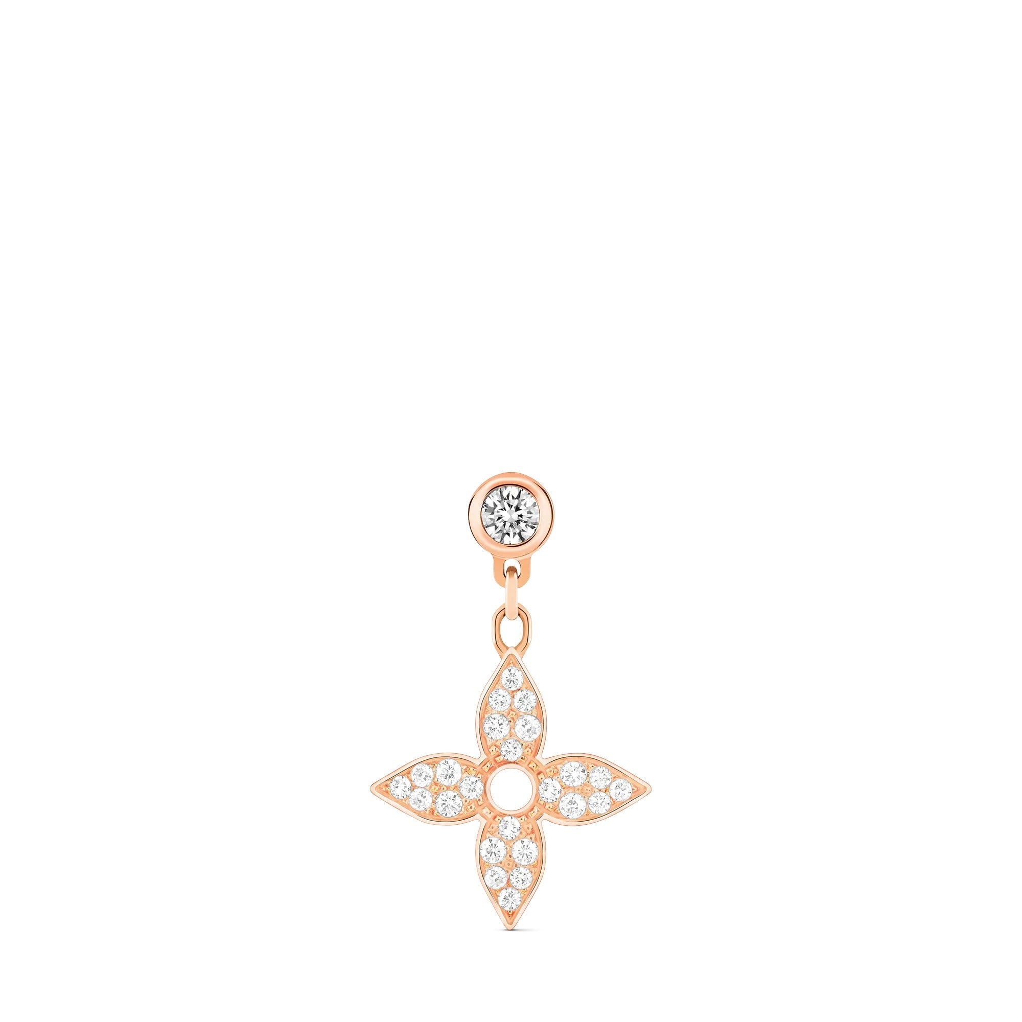 Idylle Blossom Ear Stud, Pink Gold And Diamonds - Per Unit