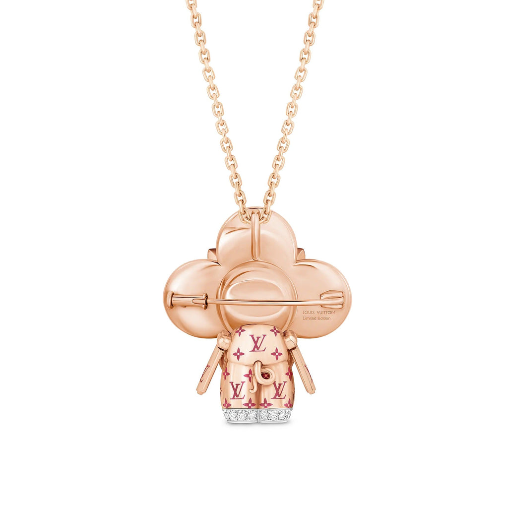 Vivienne Pig Pendant, Pink Gold, Lacquer, Diamonds & Colored Gemstones