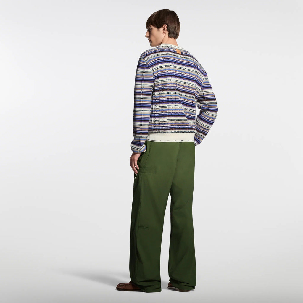 Striped Cable-Knit Crewneck