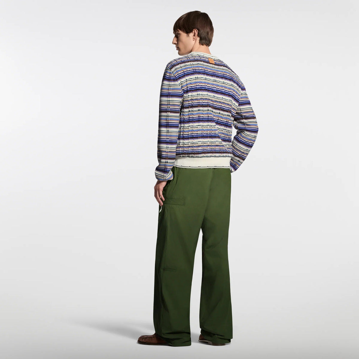 Striped Cable-Knit Crewneck