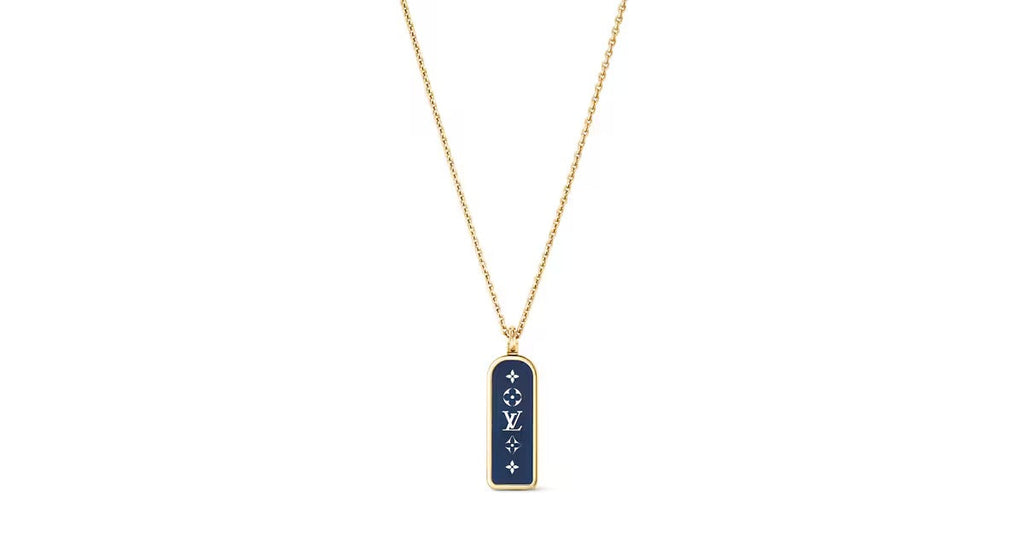 Les Gastons Vuitton Small Tag Pendant, Yellow Gold and Blue Titanium