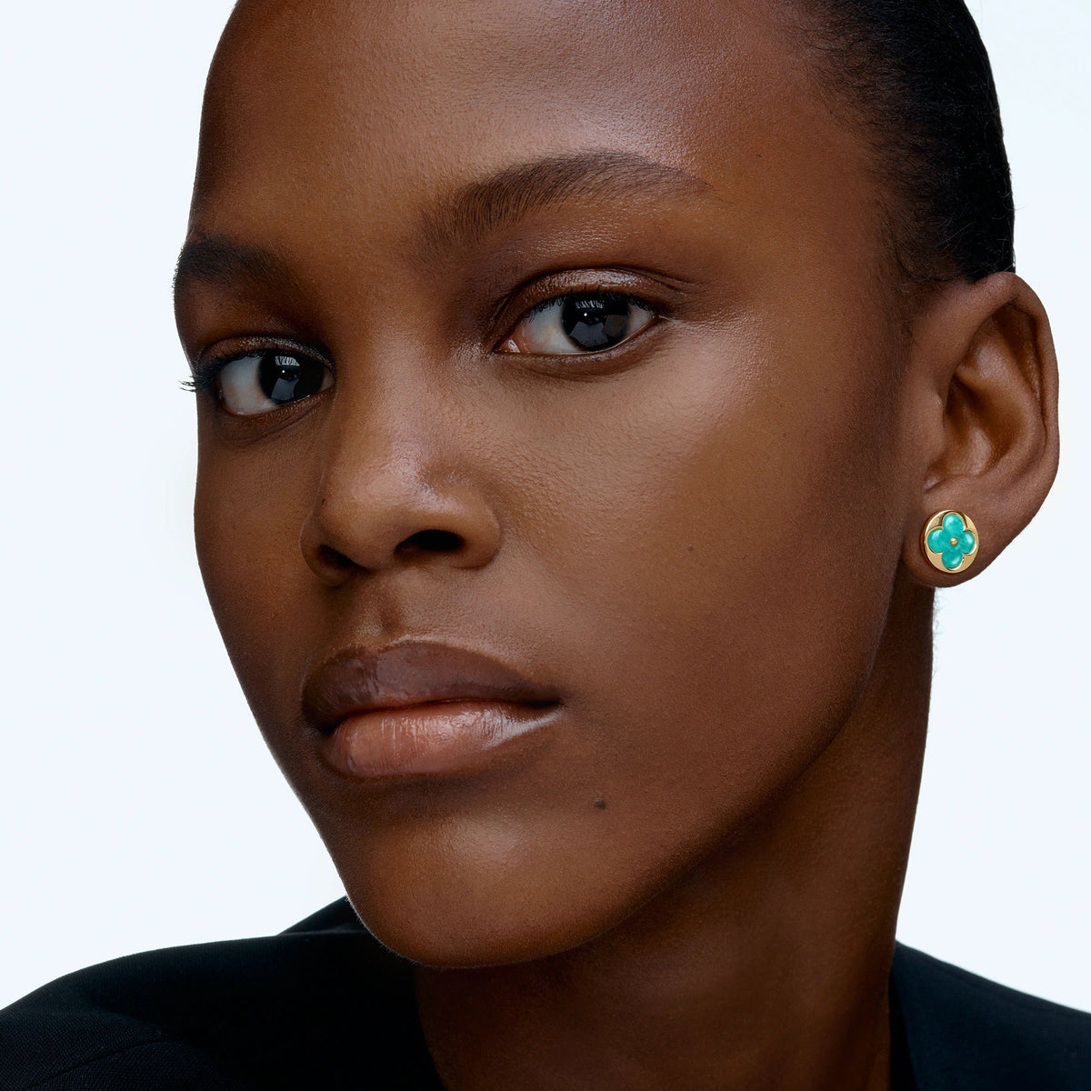Color Blossom BB Sun Ear Stud, Yellow Gold and Amazonite - Per Unit