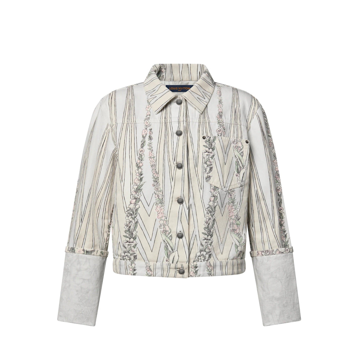 Floral Wallpaper Print Denim Jacket