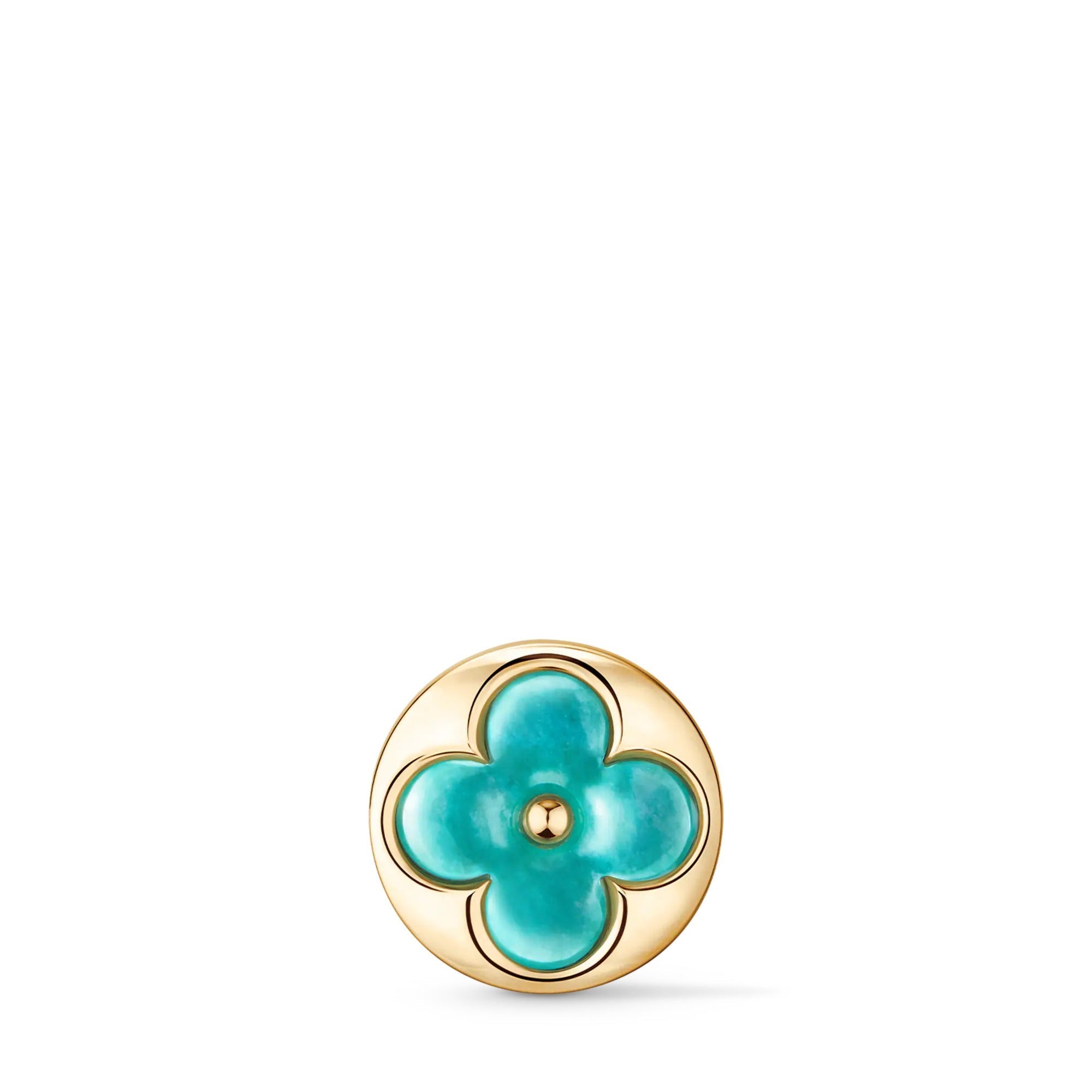 Color Blossom BB Sun Ear Stud, Yellow Gold and Amazonite - Per Unit