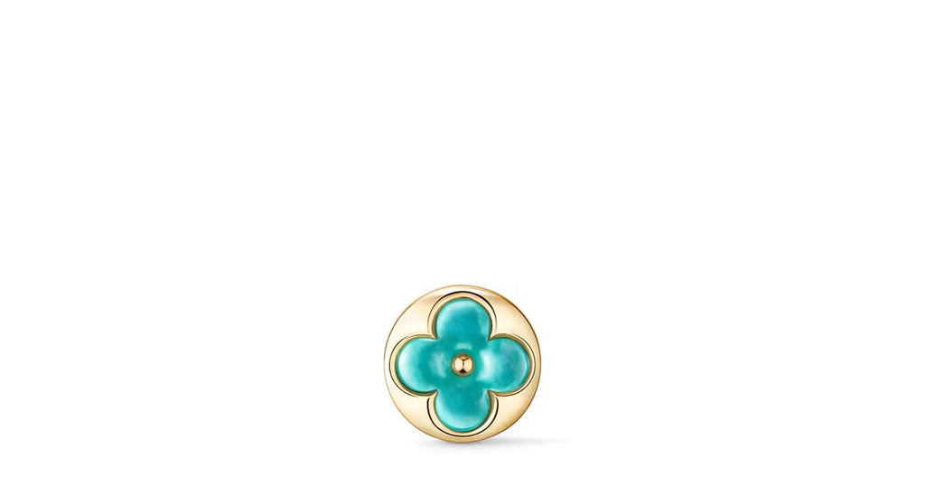 Color Blossom BB Sun Ear Stud, Yellow Gold and Amazonite - Per Unit