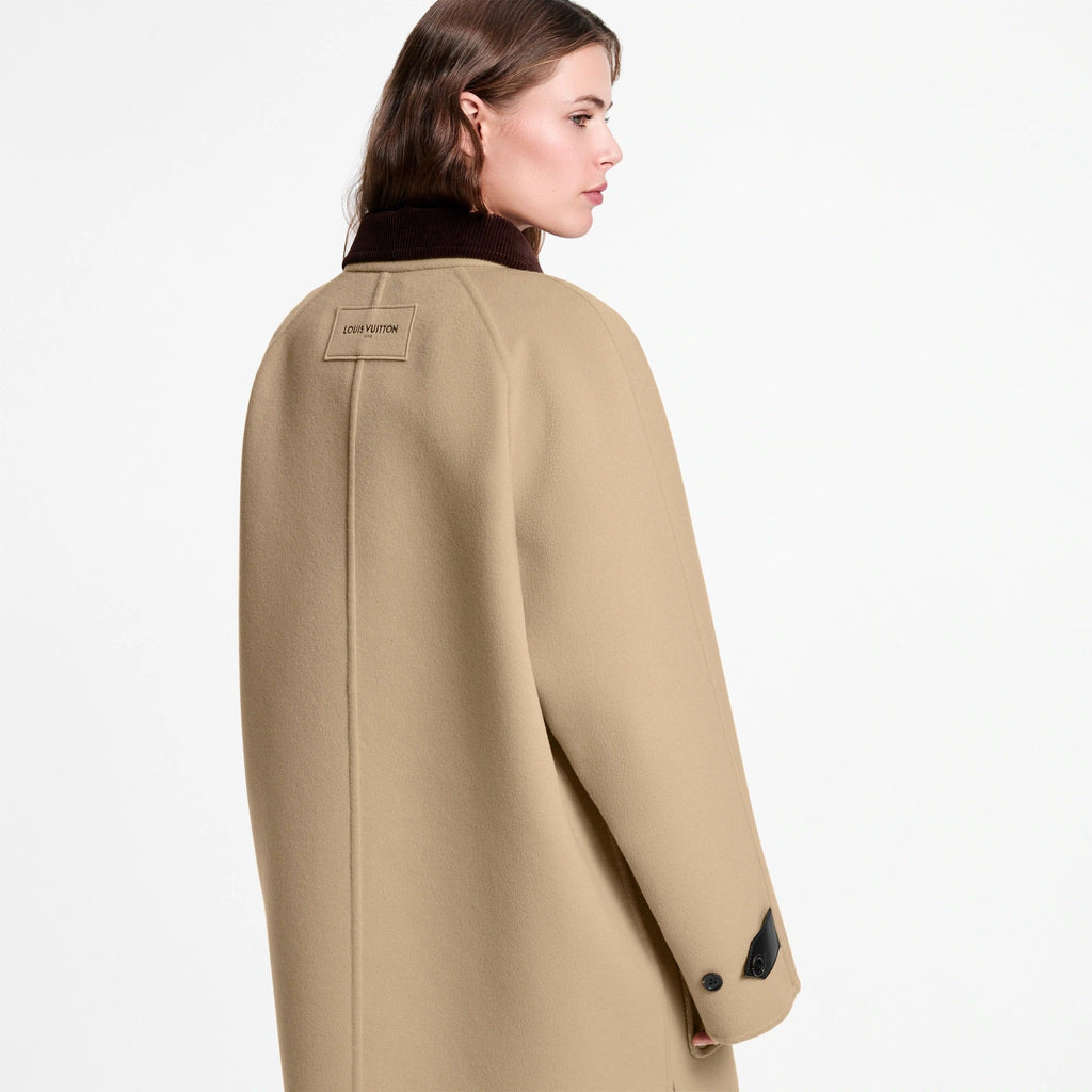 Contrast Collar Button-Up Coat
