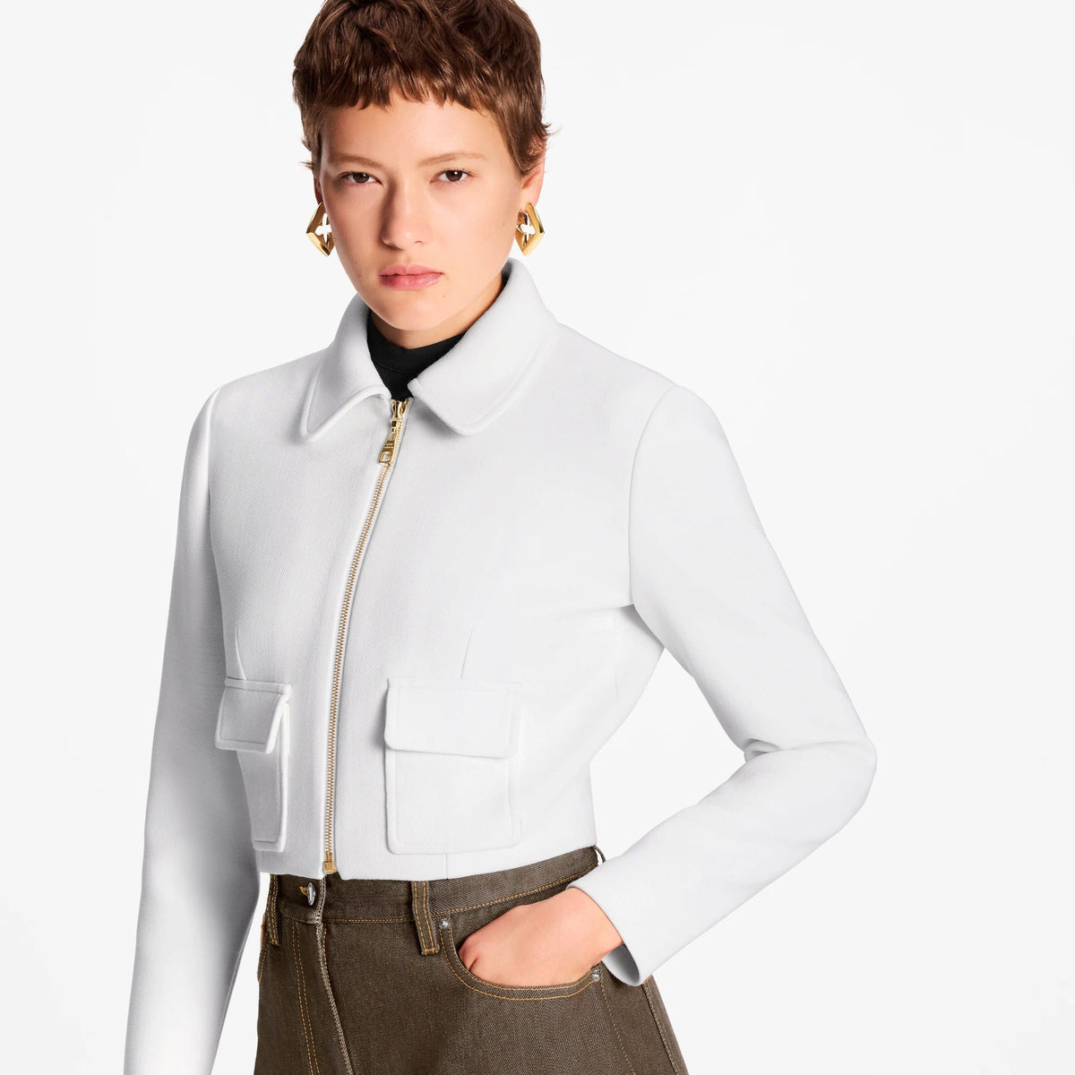 Flap Pocket Cropped Jacket
