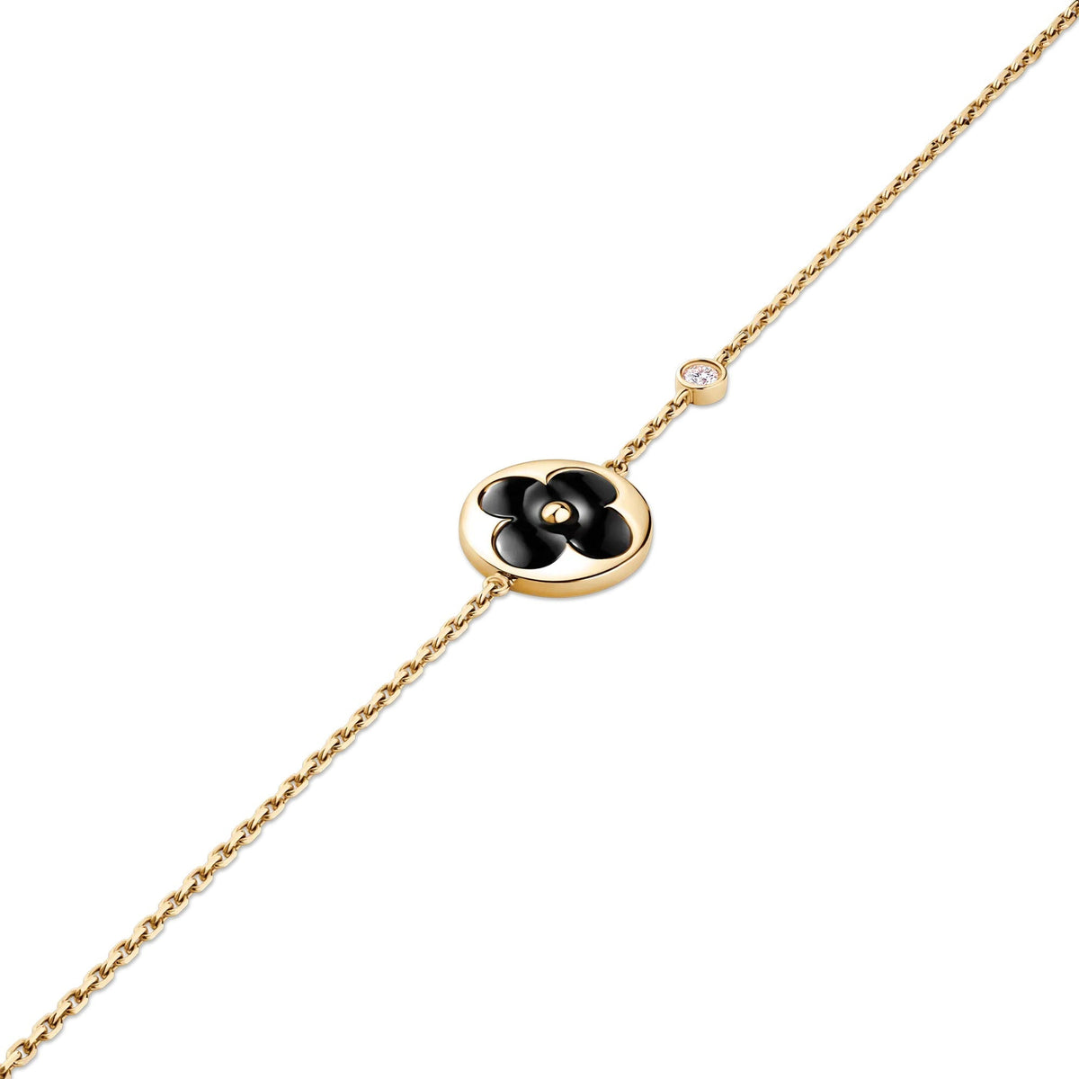 Color Blossom BB Sun Bracelet, Yellow Gold, Onyx and Diamond