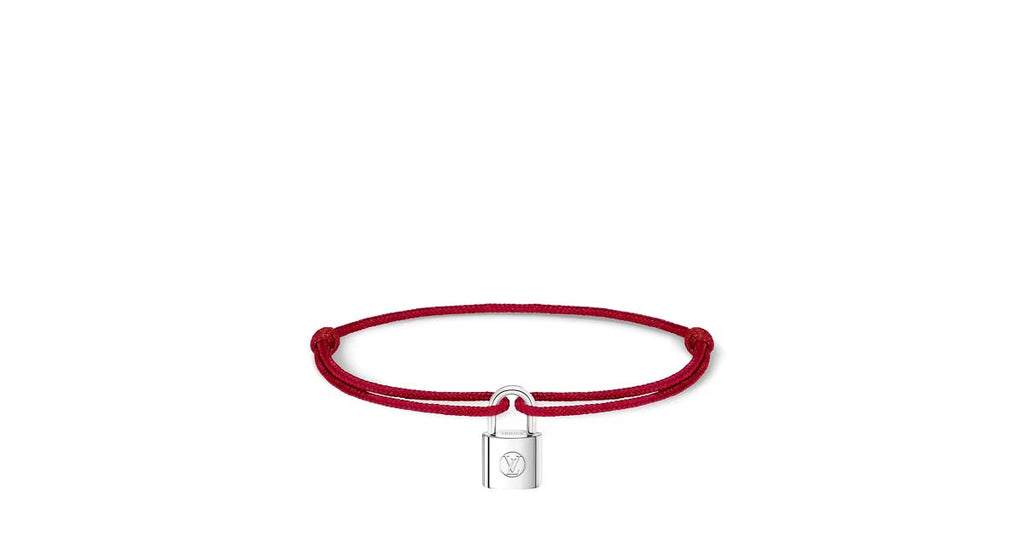 Silver Lockit Bracelet, Sterling Silver and Red Polyester Cord