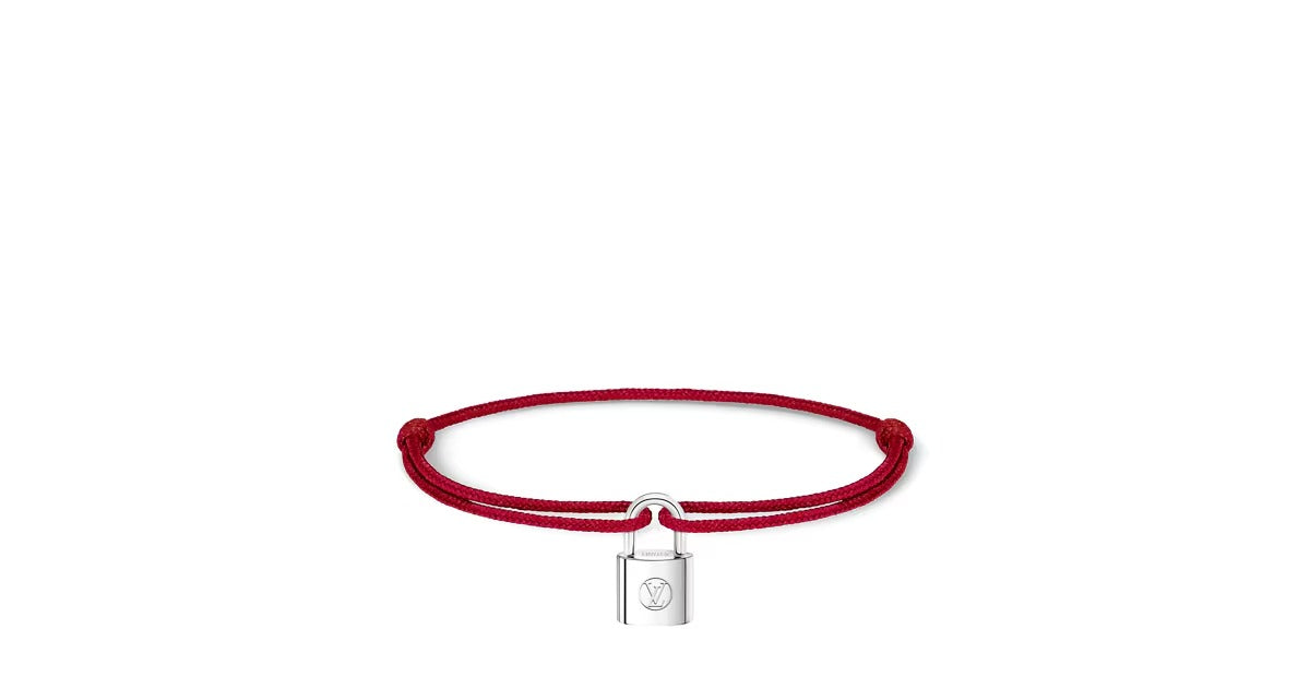 Silver Lockit Bracelet, Sterling Silver and Red Polyester Cord
