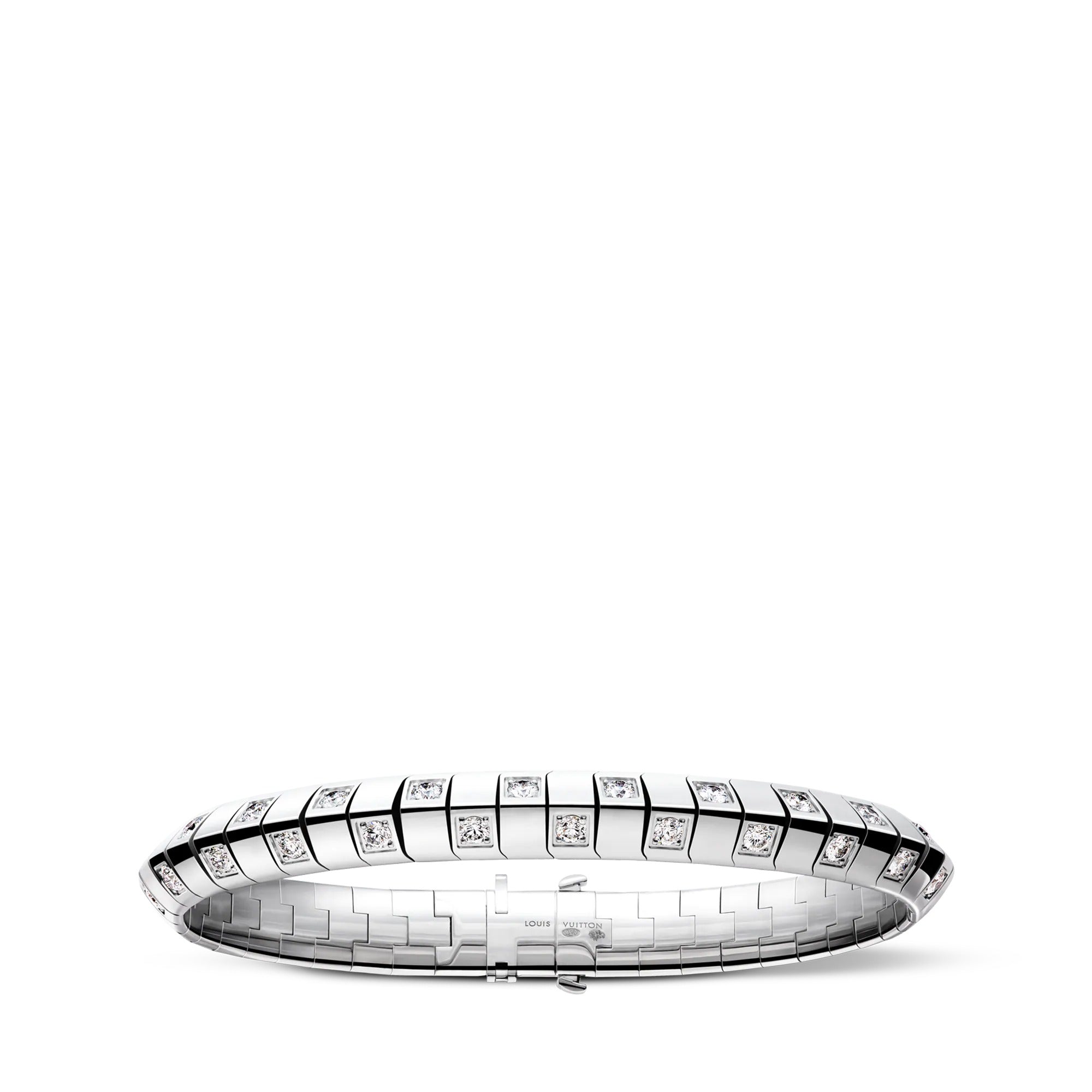 Le Damier de Louis Vuitton Large Bracelet, White Gold and Diamonds
