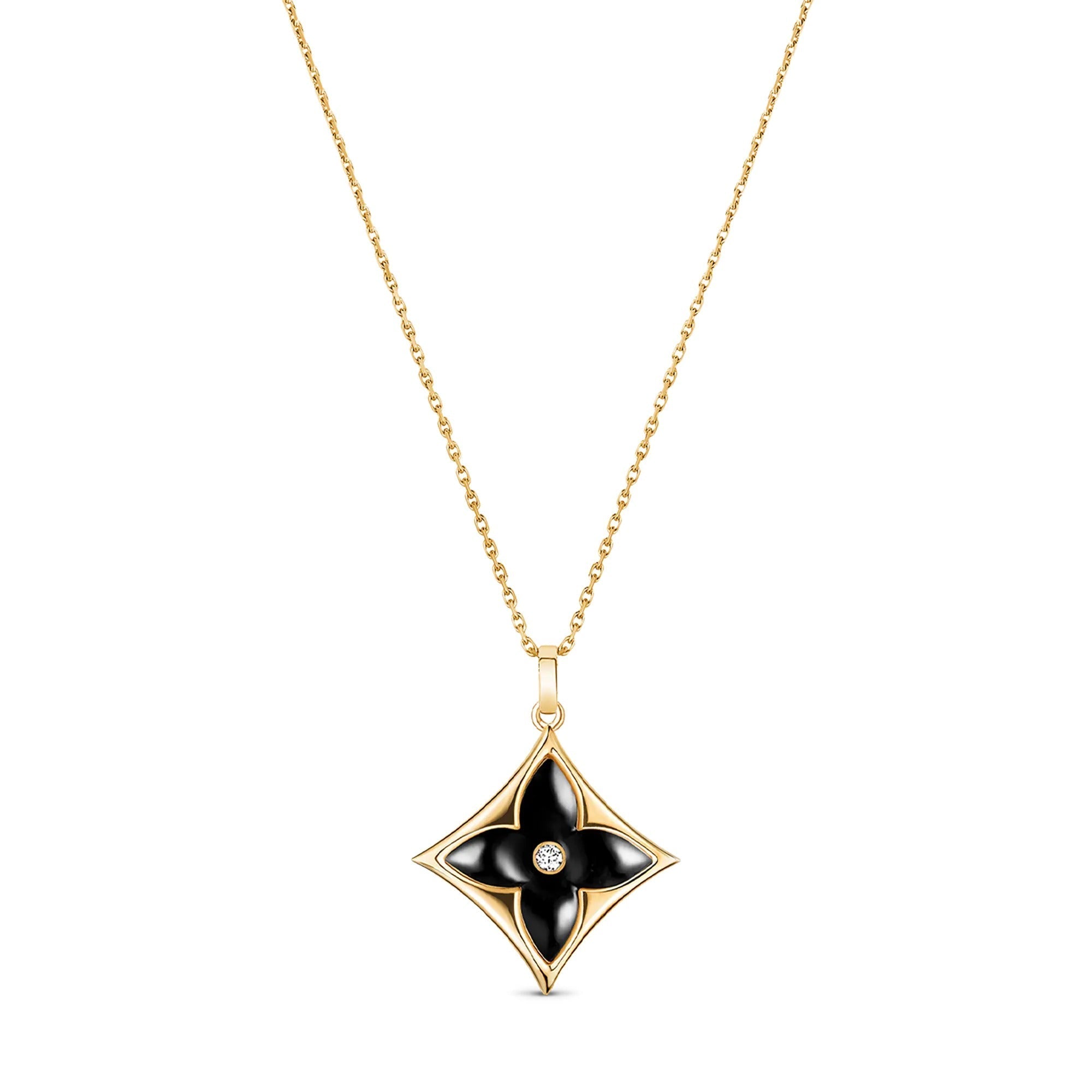 Color Blossom XL Star Medallion, Yellow Gold, Onyx and Diamond