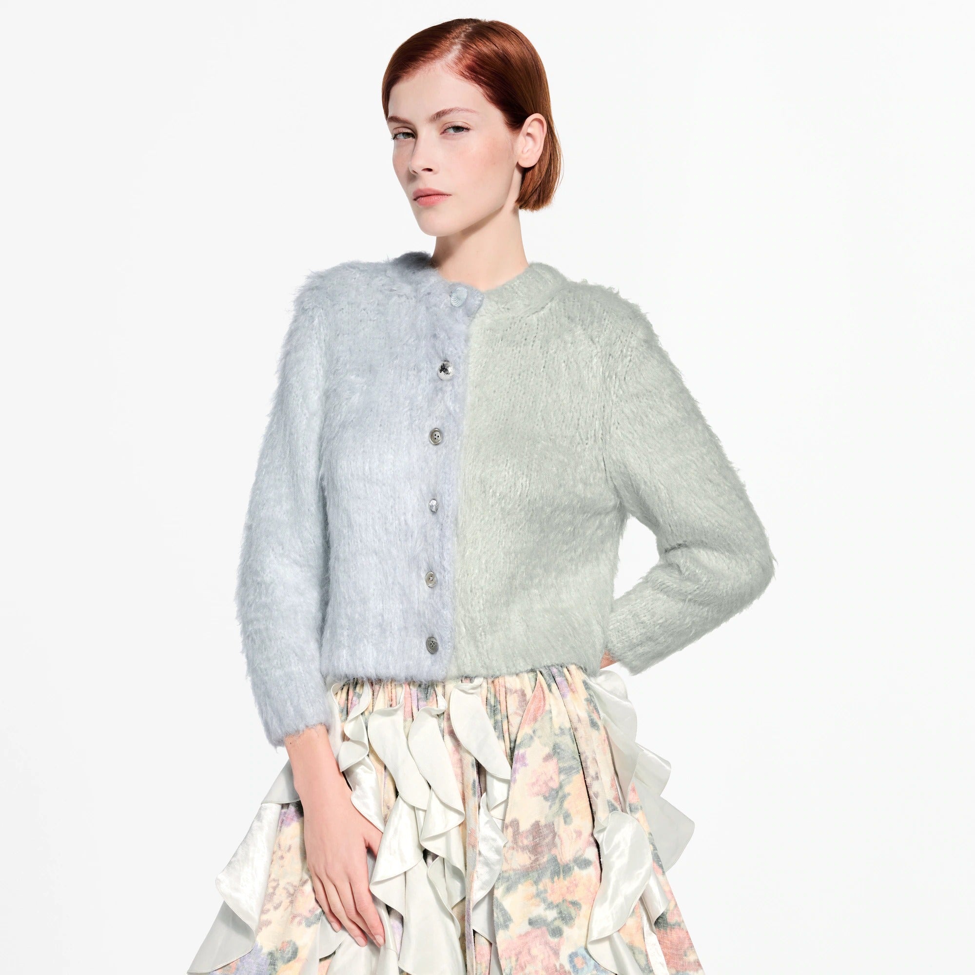 Double Jewel Button Brushed Cardigan