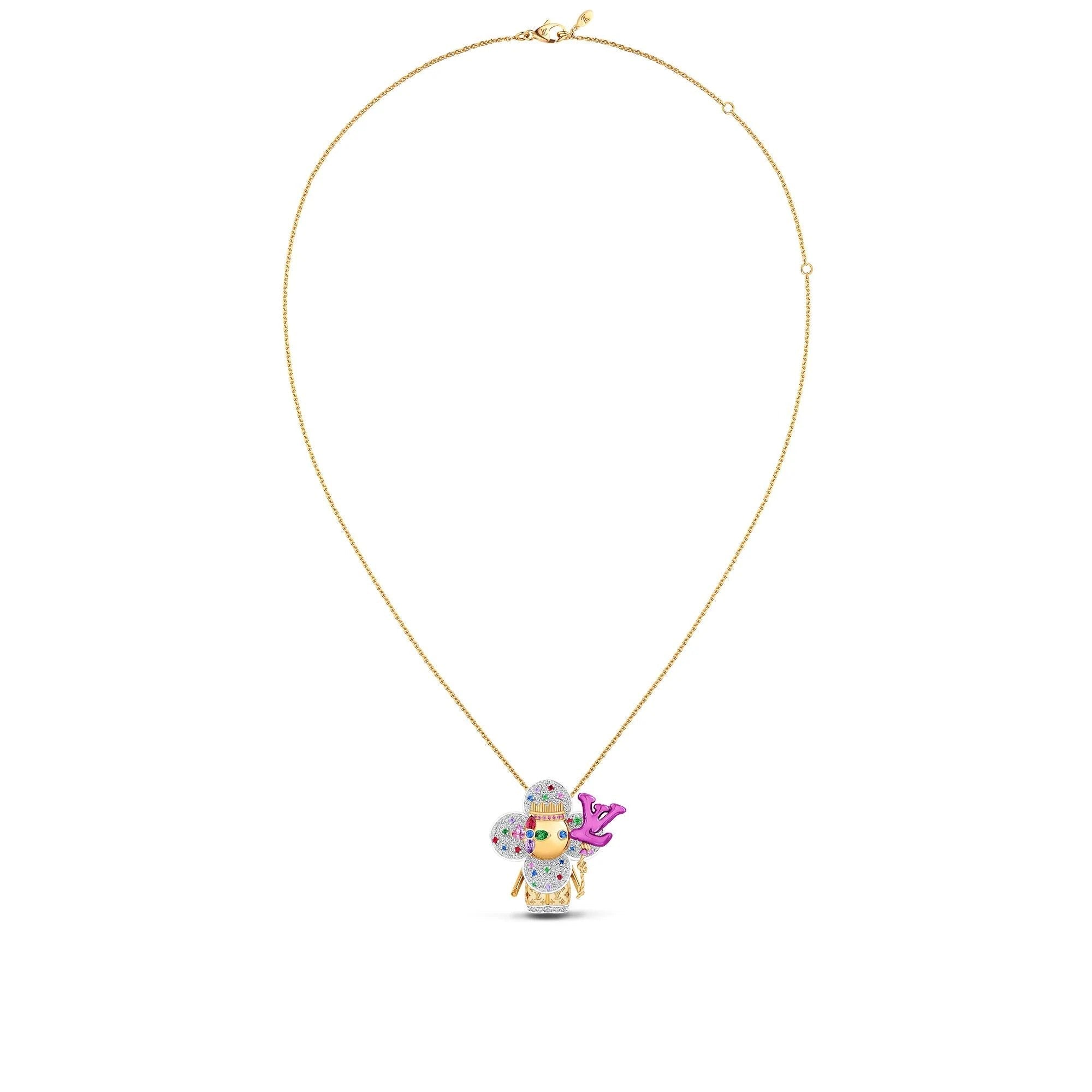Vivienne Celebration Pendant, Yellow Gold, White Gold, Titanium, Diamonds and Colored Gemstones