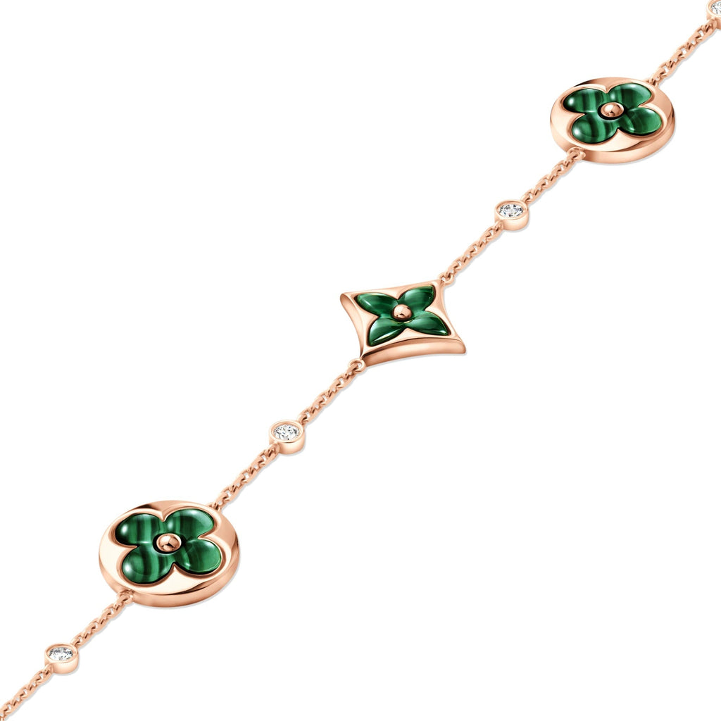 Color Blossom Bb Multi-Motif Bracelet, Pink Gold, Malachite And Diamonds