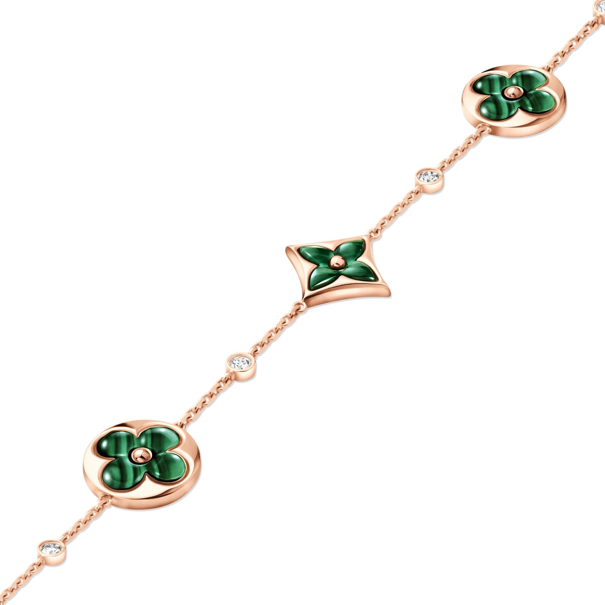 Color Blossom Bb Multi-Motif Bracelet, Pink Gold, Malachite And Diamonds
