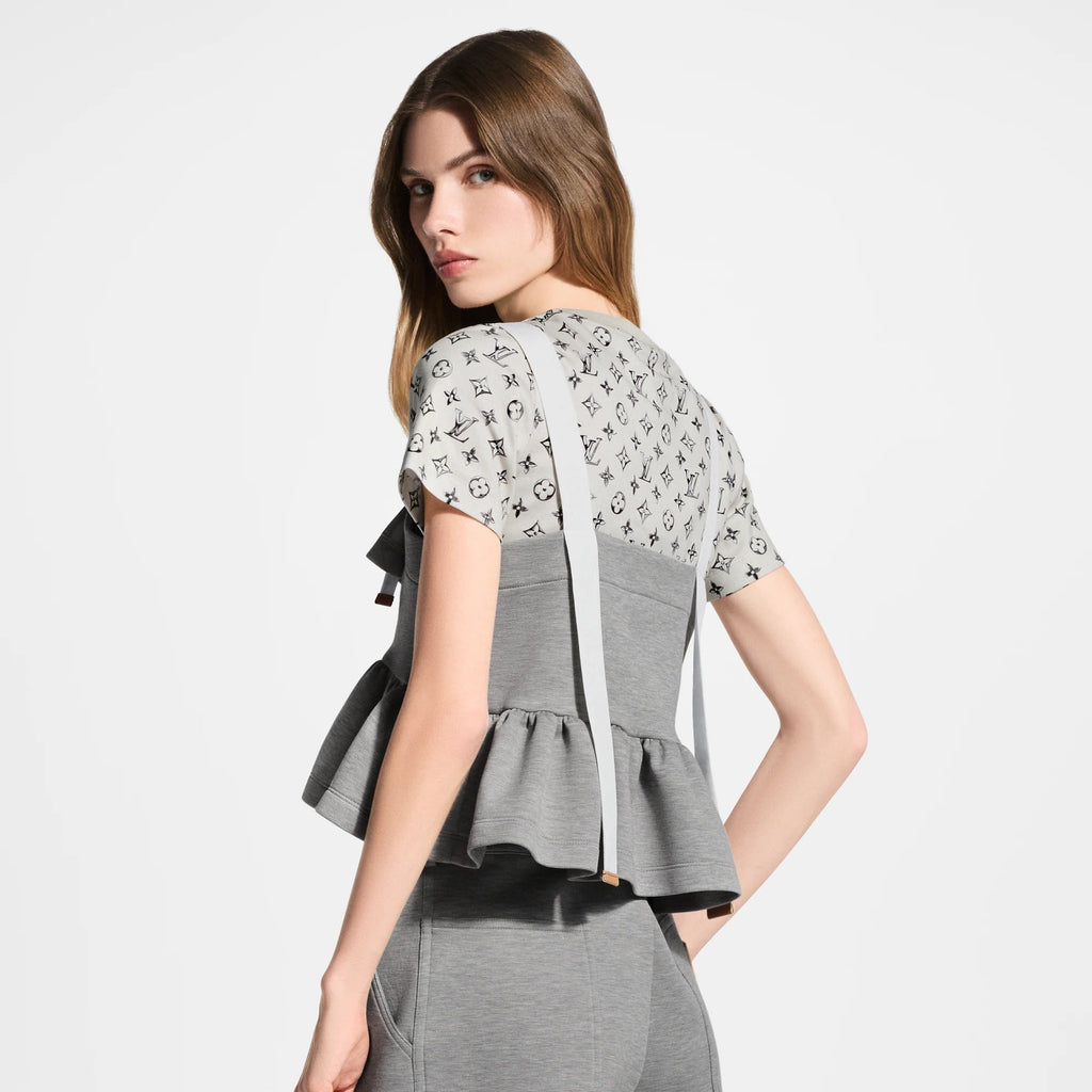 Contrast Strap Peplum Crop Top